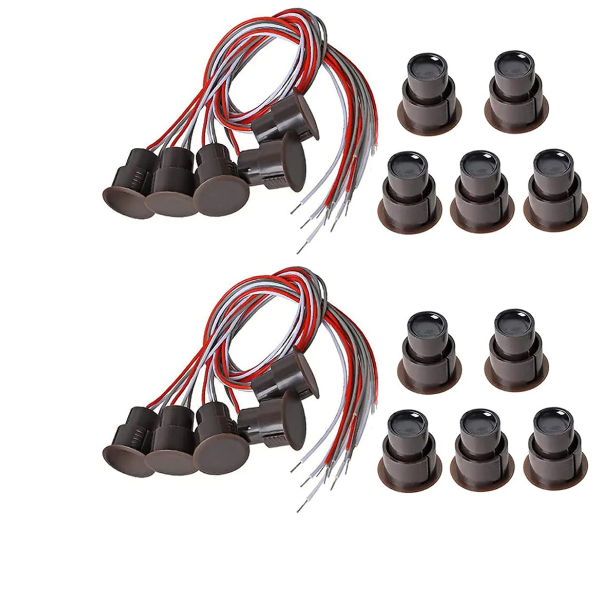 RC-36 NC/NO Magnetic Reed Switch Recessed Wired Door Window Alarm, Magneti Door Switch, Contact Sensor, for Home Security and Burglar Alarm Systems, Sets of 10, (Brown) RC-36 NC/NO Brown