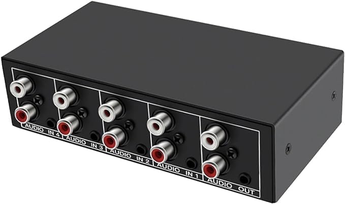 RCA AUX Audio Switcher 4 in 1 out, BolAAzuL Stereo Audio Selector 4X1 Passive 3.5mm Aux L/R RCA Audio Switch Box Analog Audio Selector - Image 4