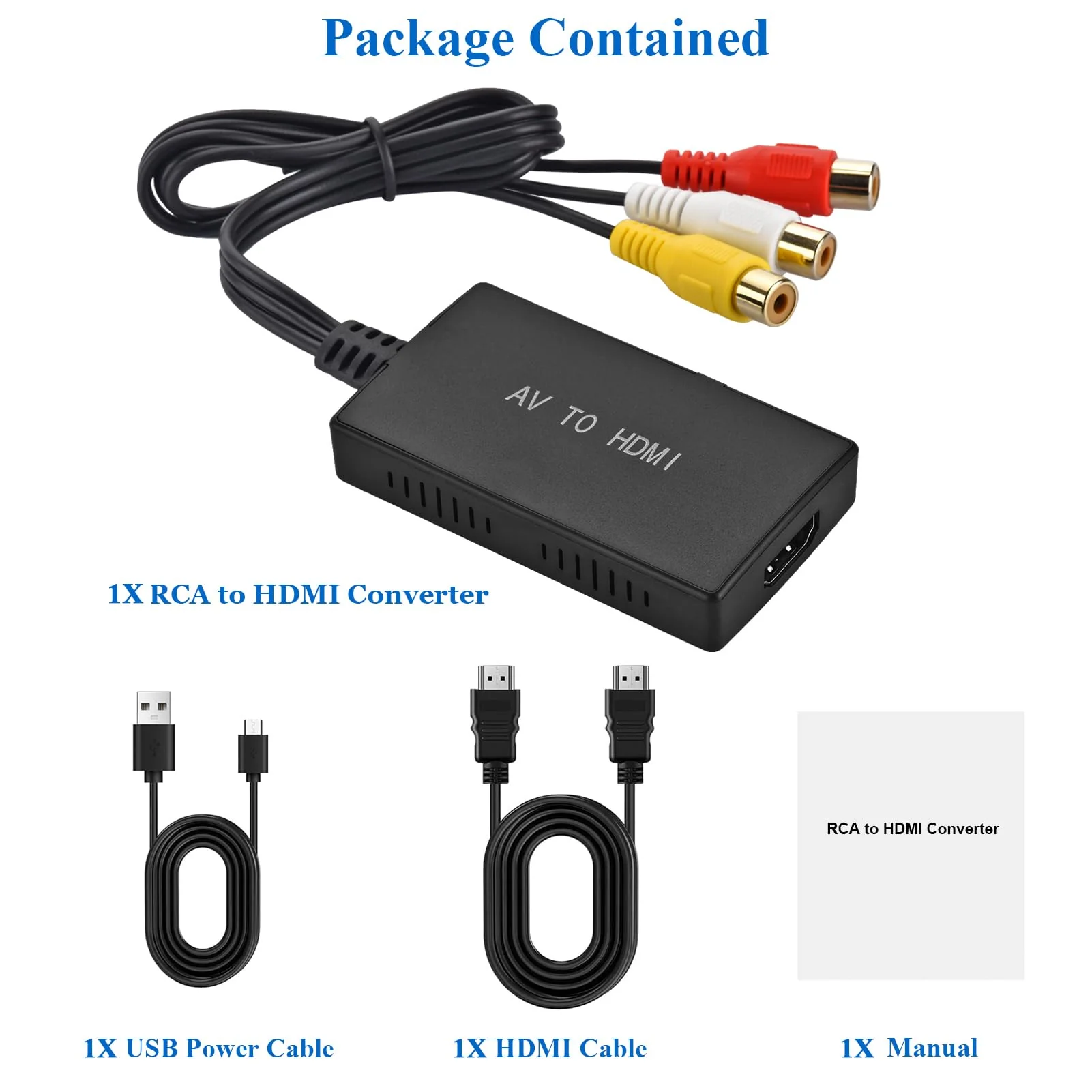 RCA to HDMI Converter,AV to HDMI Adapter,RCA to HDMI Composite Audio Video Converter for PS1, PS2, PS3, STB, Xbox, VHS, VCR,Black-Ray DVD Players Converter(With HDMI and RCA Cable) - Image 7