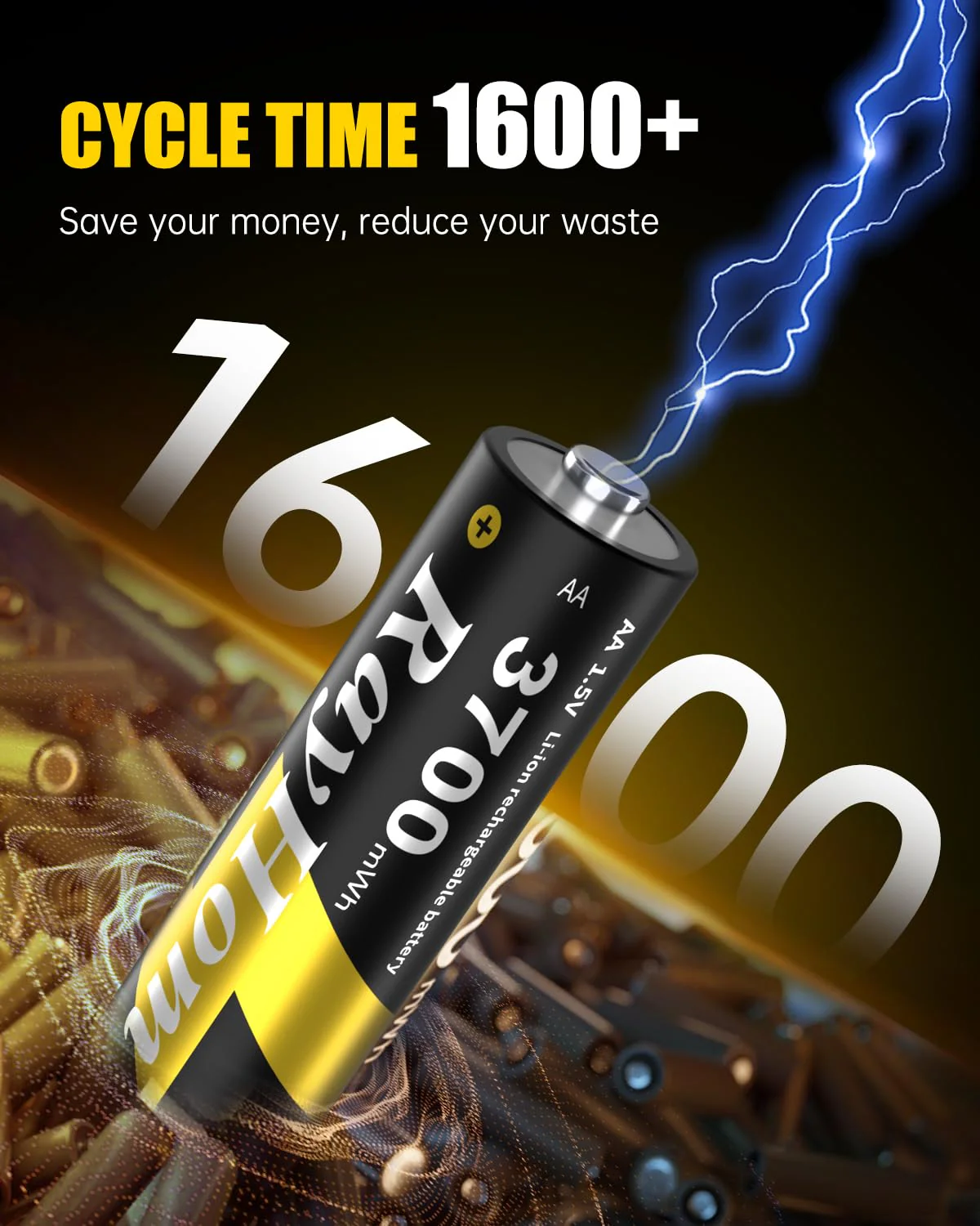Rechargeable AA Lithium Batteries with Charger - 8 Pack Double A Batteries for Blink Camera, 1.5V Constant Output 3700mWh High Capacity, Cycle Times Up to 1600, with 4 Slot aa Li-Ion Battery Charger 8Pack Batteries+Charger - Image 4