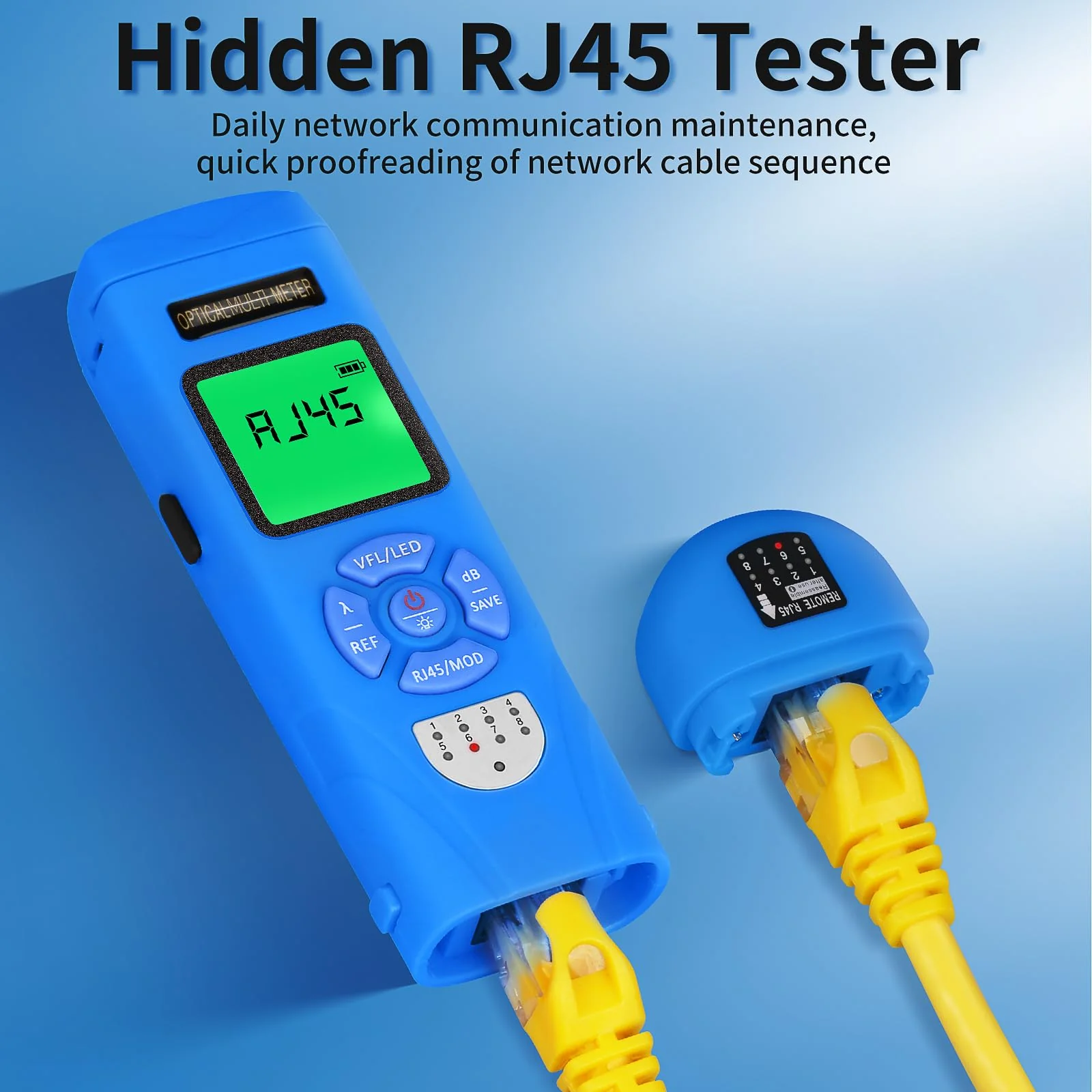Rechargeable Fiber Light Power Meter L-C50 (-50~+26dBm) Mini Fiber Optic Tester SC/FC/ST/LC Interface, Built-in Visual Fault Locator and RJ45tester with 1 FC-LC Adapter blue L-C50 15 - Image 5