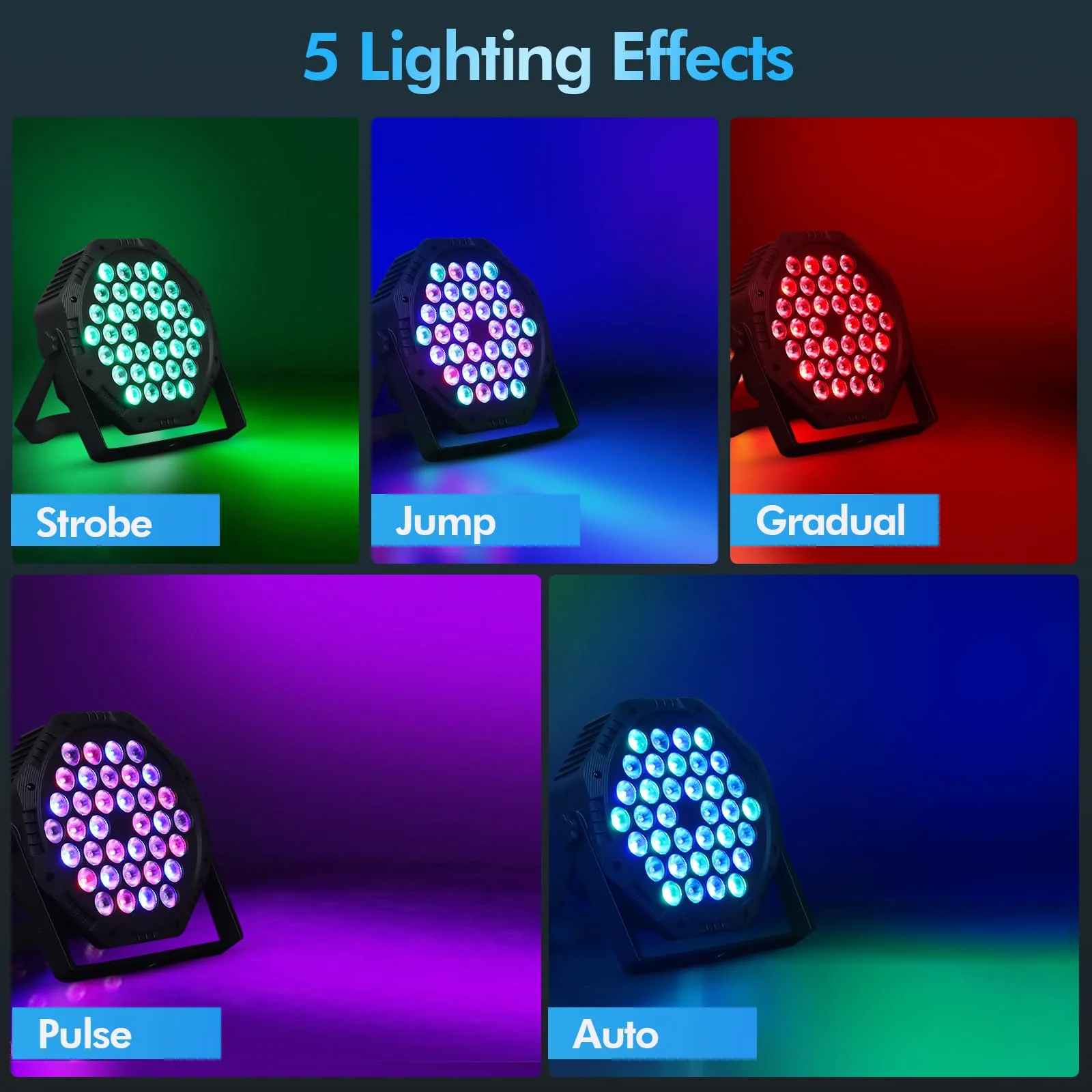 Rechargeable LED Par Can Lights, RGB Battery Powered Stage Uplights with Sound Activated Remote & DMX Control for Festival Event Wedding Bar Church 1 - Image 5