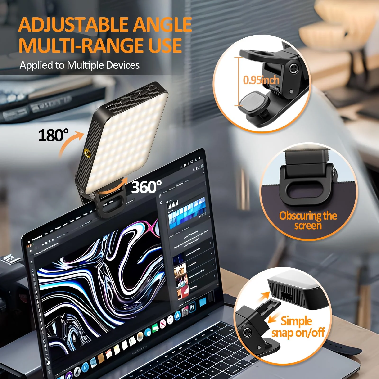 Rechargeable Magnetic Phone Selfie Light 128 LED Fill Light with Phone Clip & Cold Shoe,Adjusted 3 Light Modes for Magsafe Phone Selfies,Laptop,iPad,TikTok,Video Vlog,Makeup,Camera - Image 5