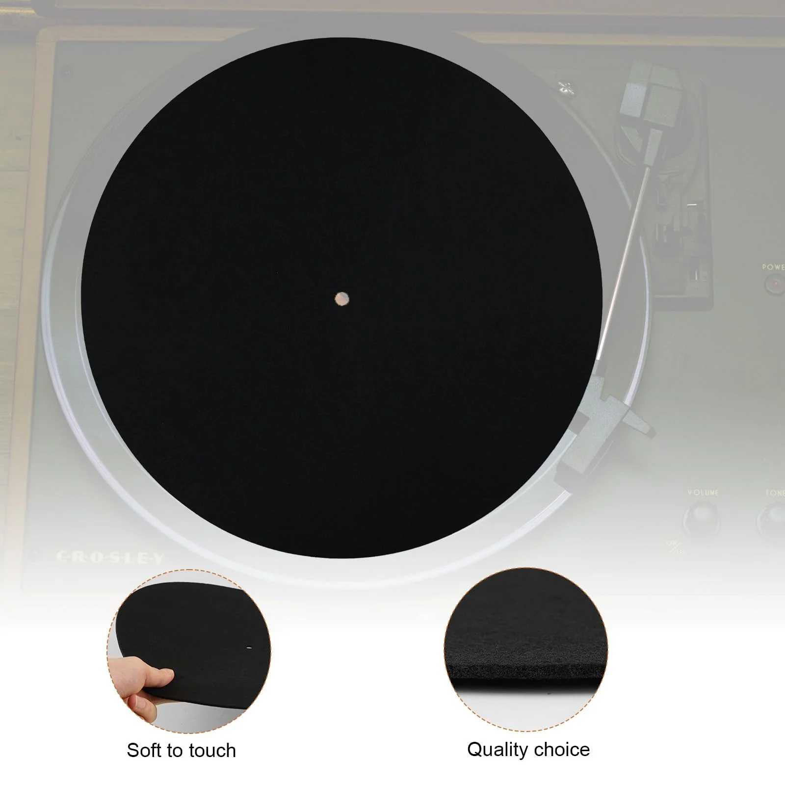 Record Player Mat, 12in Anti-Slip & Anti-Static Felt Record Pad Turntable Slipmat Wool Turntable Platter Mat Vinyl Record Player Protective Mat for Home Record Players (Black) - Image 3