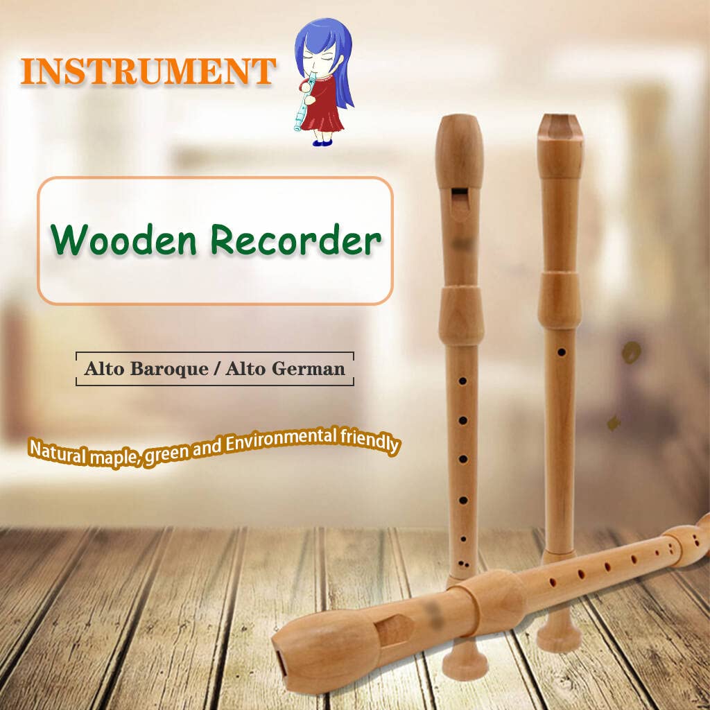 Recorders Instrument, German Recorders 8 Holes for Beginners, Baroque Recorders 3 Piece for Professional, Maple Wood F Key Alto Flute Instrument, with Cleaning Stick,Storage Bag Barque Style - Image 2