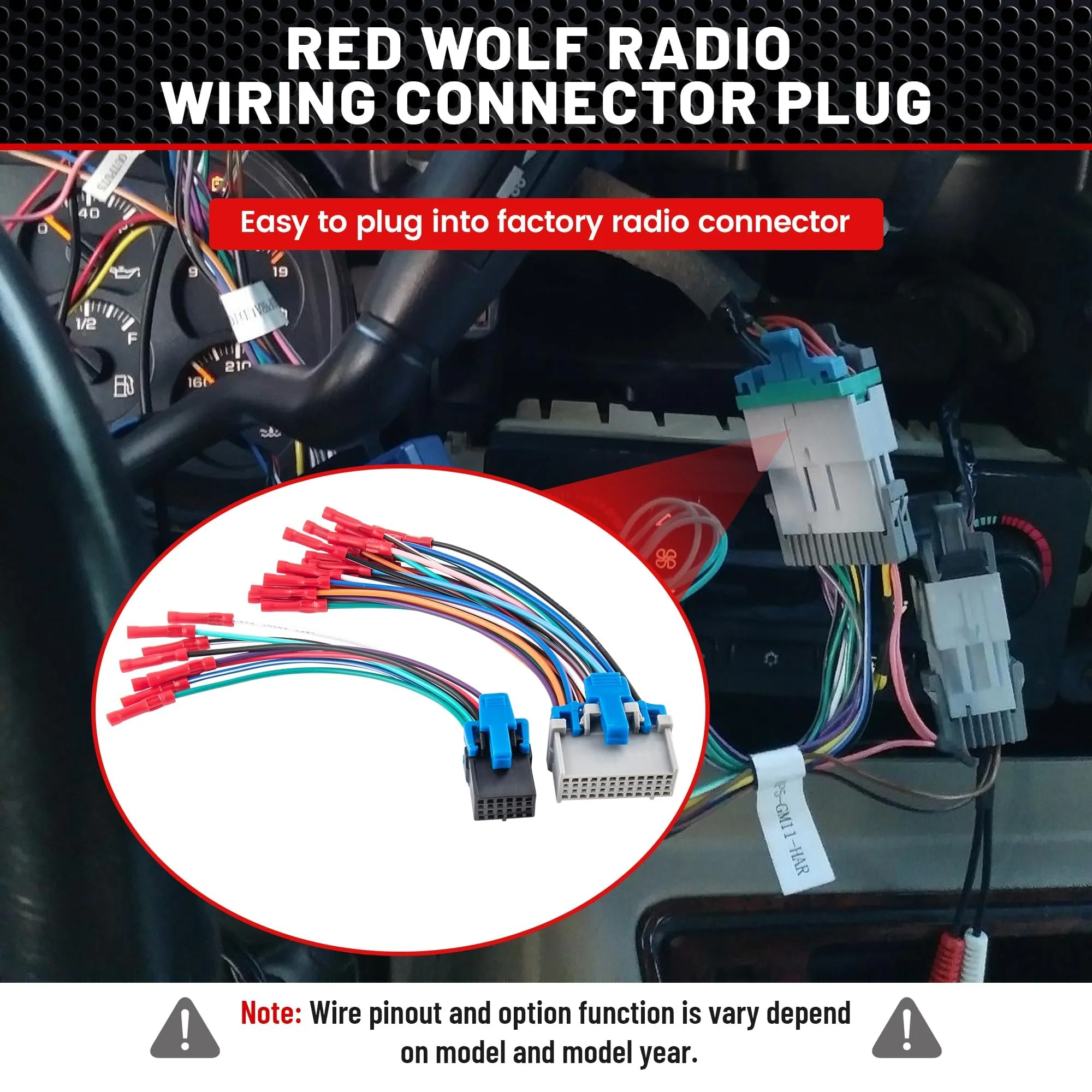 RED WOLF Car OE Radio Reverse Wiring Harness Fit for 2002-2007 GM GMC Sierra Chevy Silverado Buick Cadillac Pontiac Replace Factory Stereo Wire w/Connector Butt - Image 4