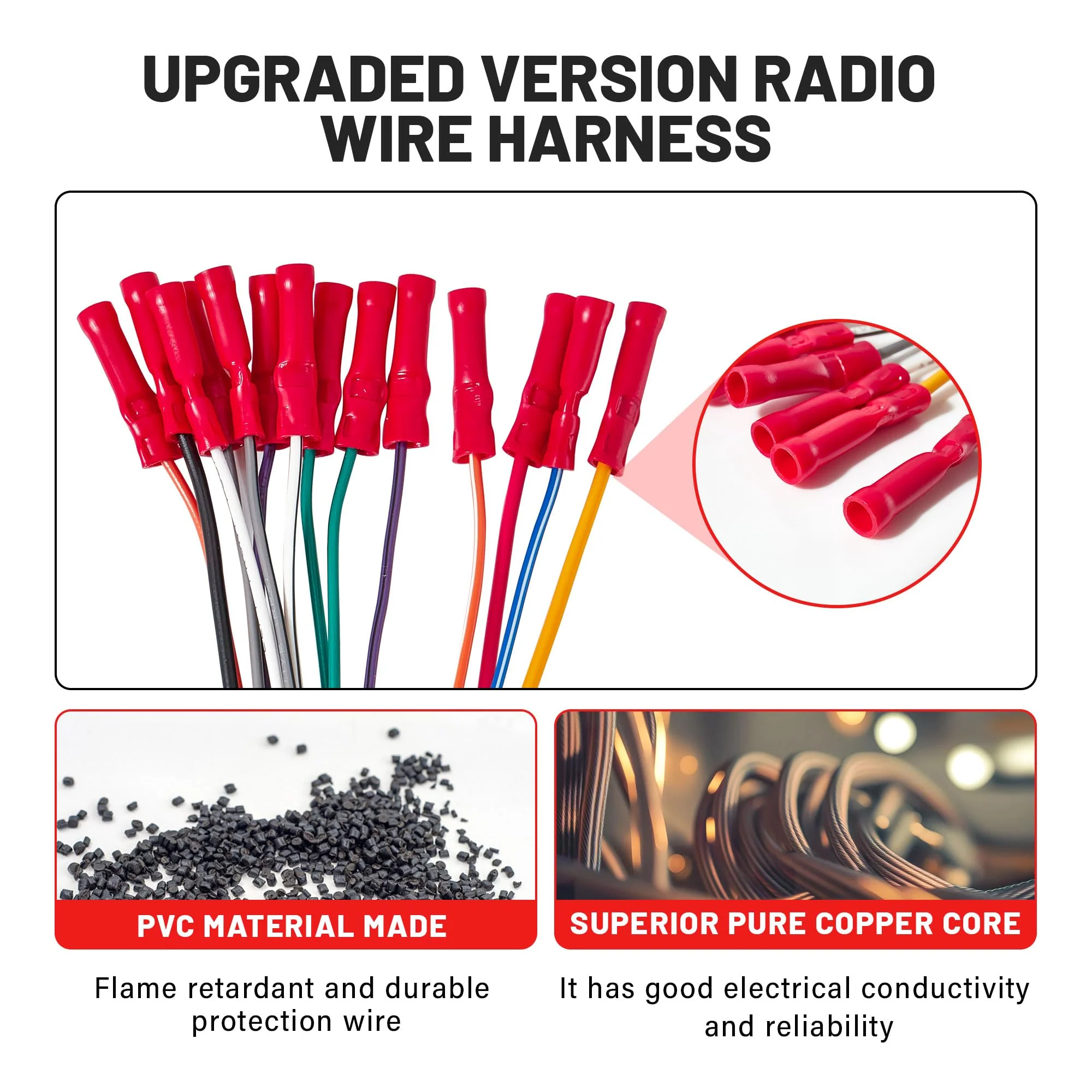 RED WOLF Car Stereo Wiring Harness Fit for 2002-2008 GMC Envoy Sierra, Chevy Silverado Impala w/Connector Butt Install Aftermarket Radio Wire Cable Connector Plug Adapter - Image 2