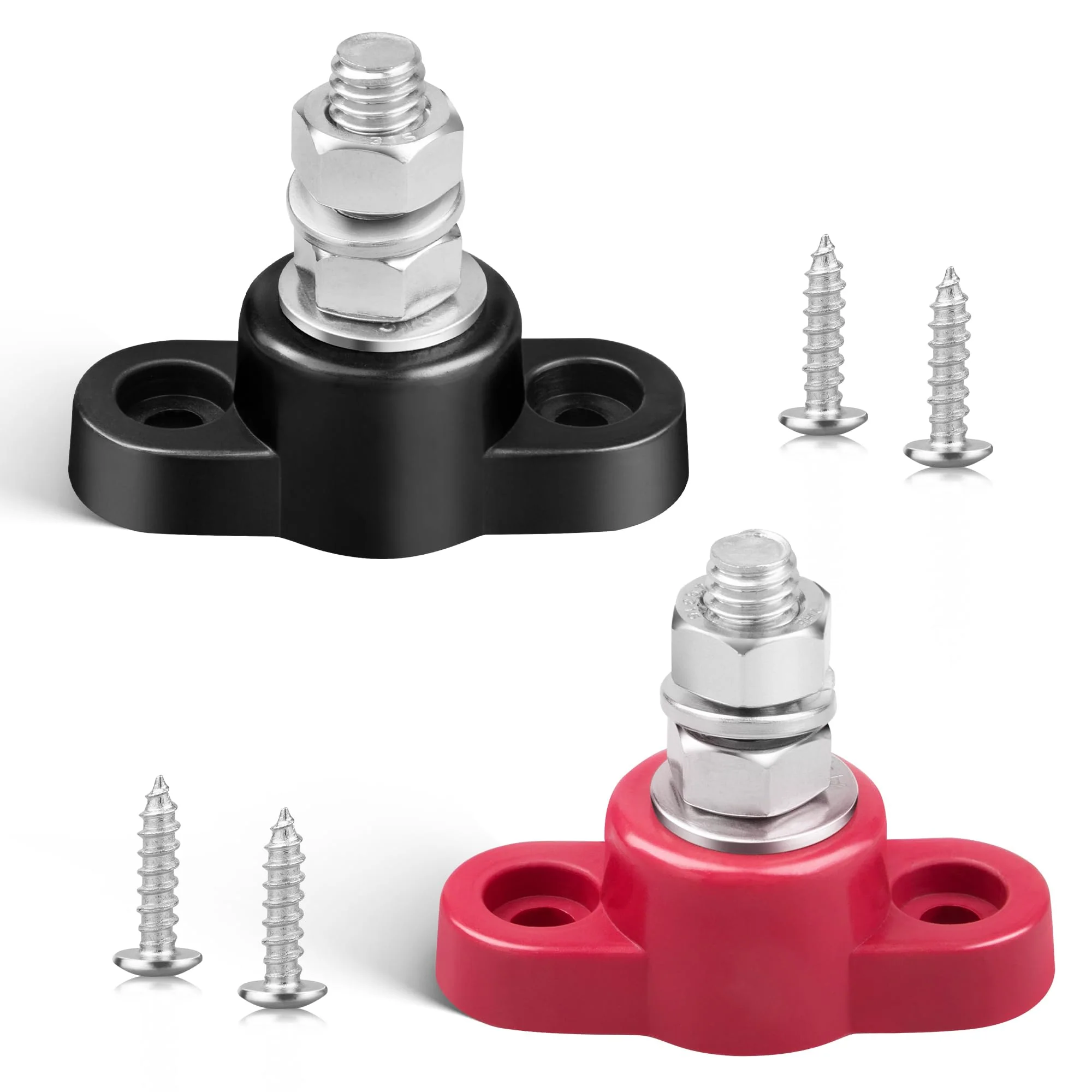 RED WOLF M8 Connection Bolts 150 A 12 V, Battery Terminal Blocks Busbar for Car Truck Motorhome Boat Power Distribution Clamp Block Pack of 2 Single Bolt Busbars