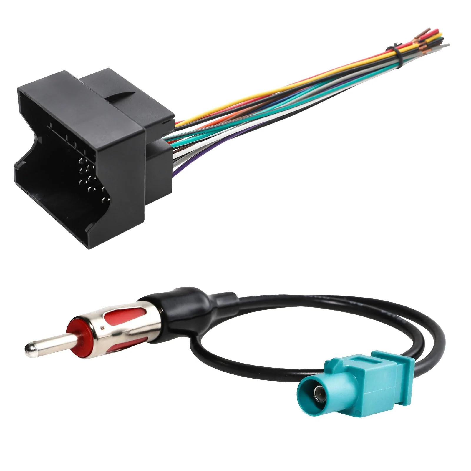 RED WOLF Stereo Wiring Harness w/Fakra Antenna Adapter for BMW 3/5, Volkswagen 2004-2015, Audi 2002-2010 Mercedes-Benz 2007-2015 Mount on Aftermarket Radio CD Player Wire Cable Kit - Image 6