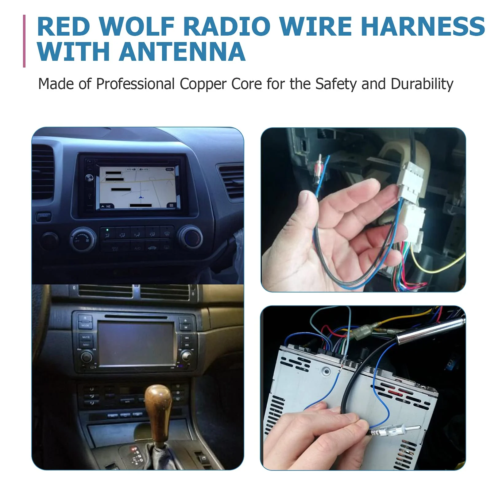 RED WOLF Vehicle Radio Stereo Wire Harness with Antenna Connector Adapter Fit Honda Fit 2007-2008 Civic 2006-2011, CR-V2007-2011, Select Acura RDX/Integra 1989-2015 Aftermarket Radio Receiver - Image 2