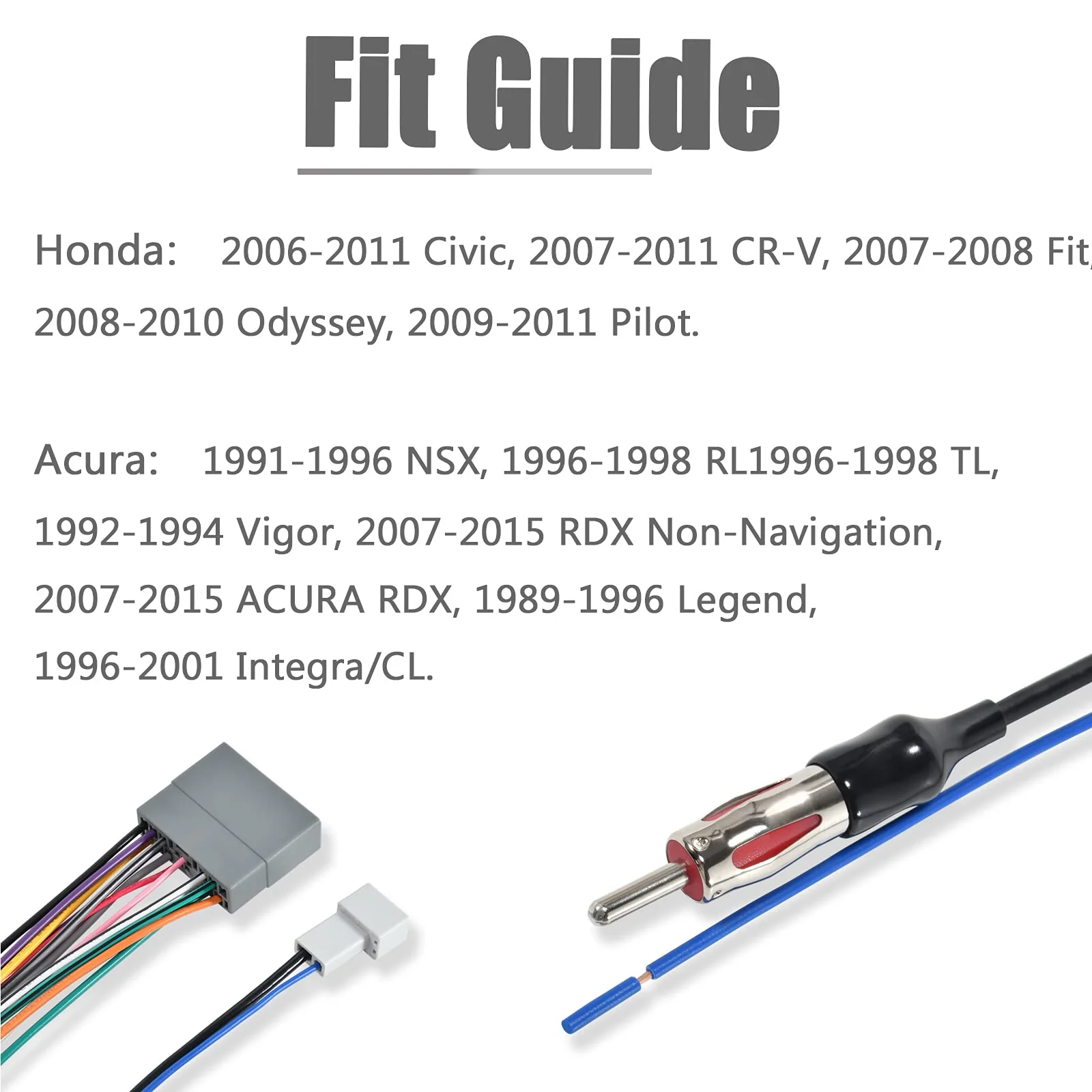 RED WOLF Vehicle Radio Stereo Wire Harness with Antenna Connector Adapter Fit Honda Fit 2007-2008 Civic 2006-2011, CR-V2007-2011, Select Acura RDX/Integra 1989-2015 Aftermarket Radio Receiver - Image 7
