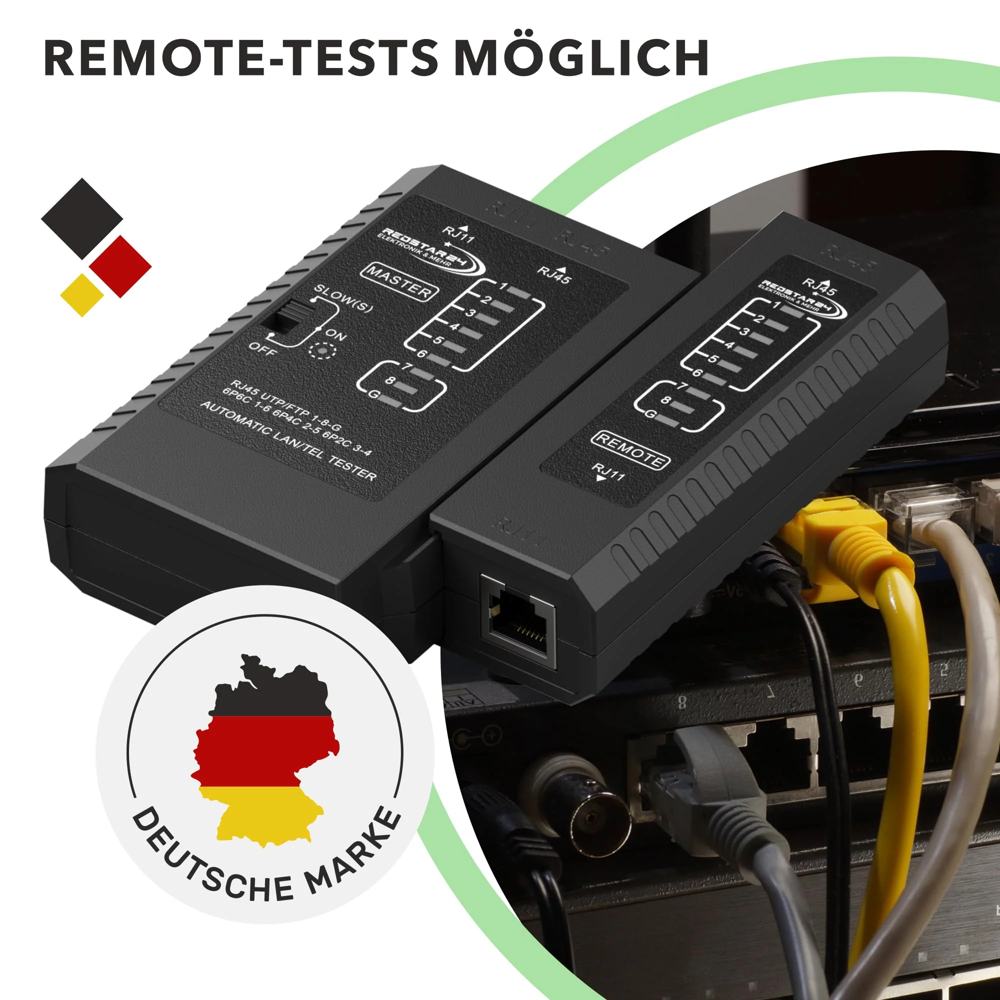 RedStar24 Network Tester - LAN Cable Tester with RJ11, RJ12, RJ45 for Patch Cable - Test LEDs for Precise Testing and Checking of LAN and Network Cable - Ideal for Patch Cable and Line Tests 1 pc. - Image 6