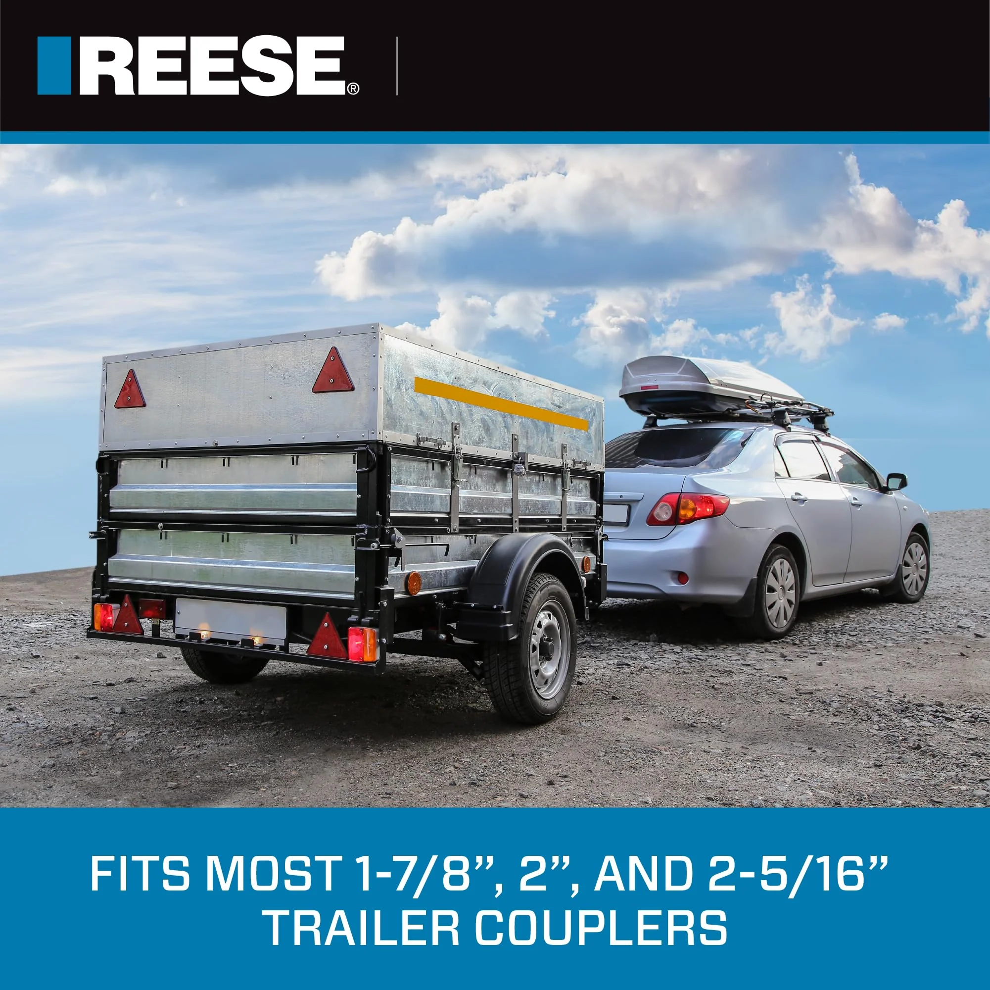 REESE Towpower 72783 Coupler Lock, Adjustable Storage Security, Heavy-Duty Steel, Yellow and Chrome ( Universal Fit) 1-7/8" Universal Trailer Coupler Lock - Image 6