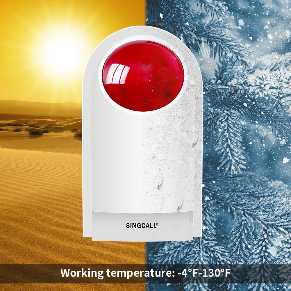 Remote Emergency Strobe Siren Alarm Kit Waterproof Outdoor Loud Panic SOS Warning System for Business Home Shop Hotel School 300ft 1 Red Flashing Siren+ 2 Call Buttons - Image 7