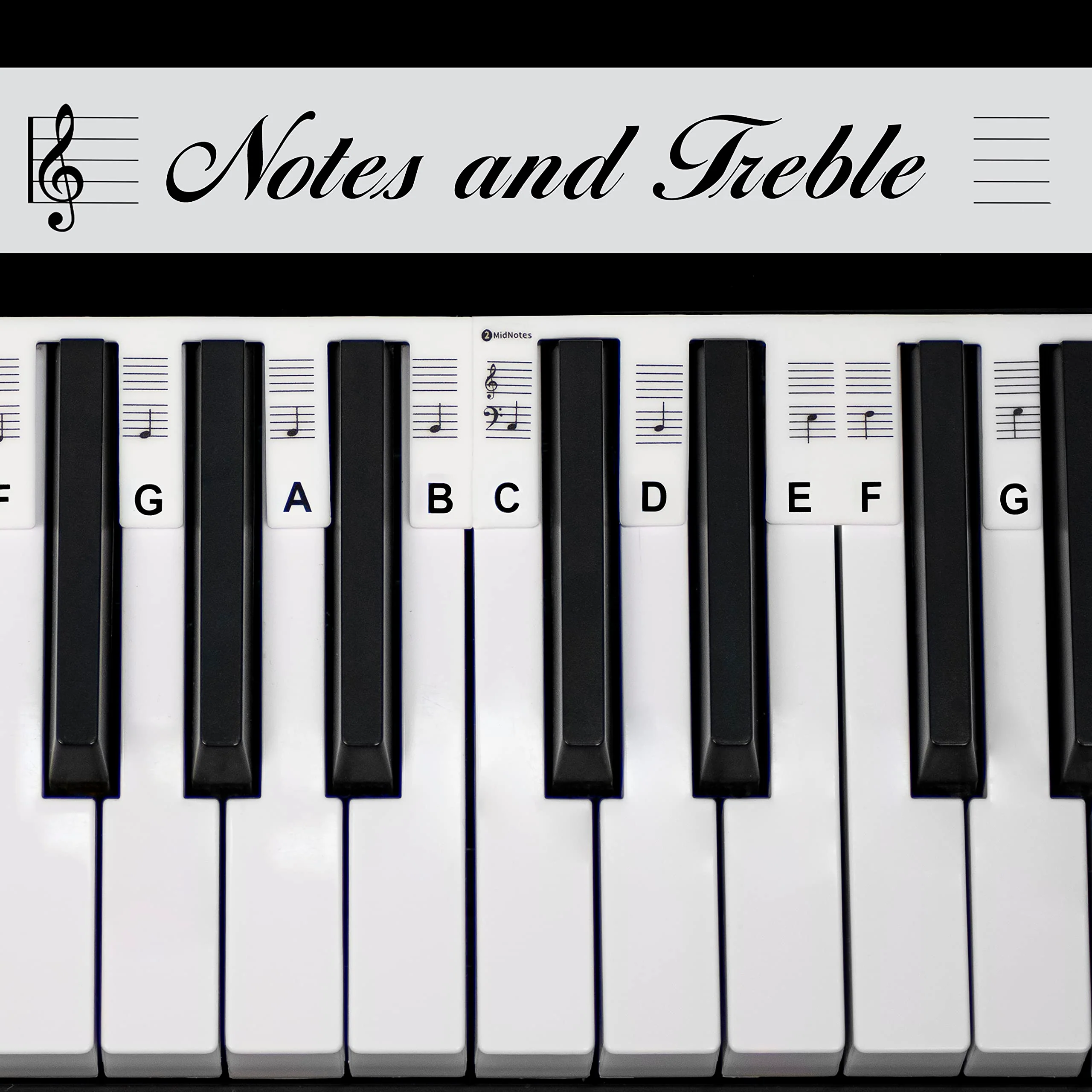 Removable Piano Keyboard Note Labels for Learning, Piano Notes Guide & Piano Keys Guide - 88-Key Full Size, Say Goodbye to Piano Key Stickers & Piano Keyboard Stickers (Classic Black) Classic Black - Image 2