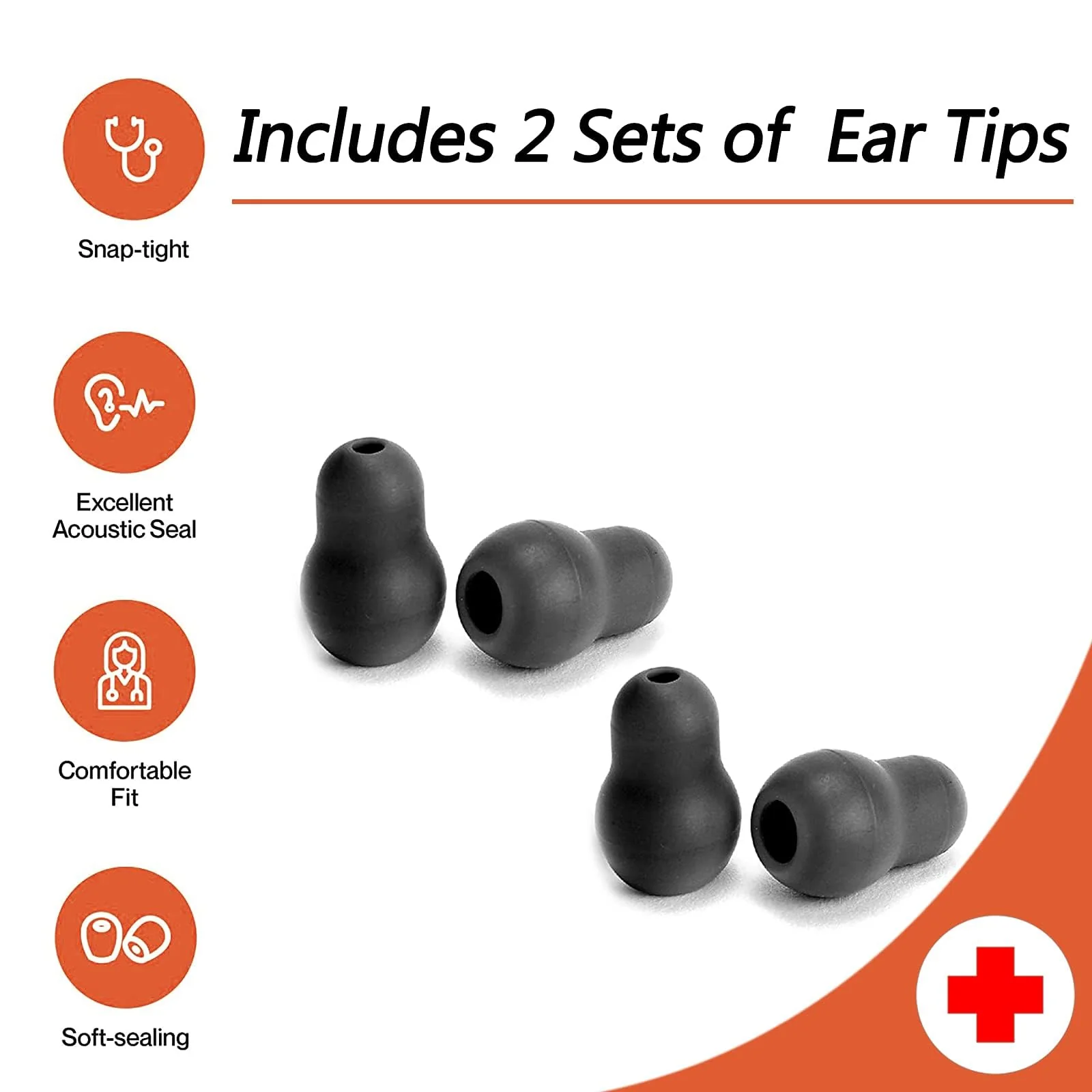 Replacement Accessories Kit Fits Classic 3, Cardiology 3 & Cardiology 4 Stethoscope for Littmann Stethoscope Replacement Parts & Stethoscope Bell Diaphragm Cover and Eartips Replacement Parts (Black) - Image 3