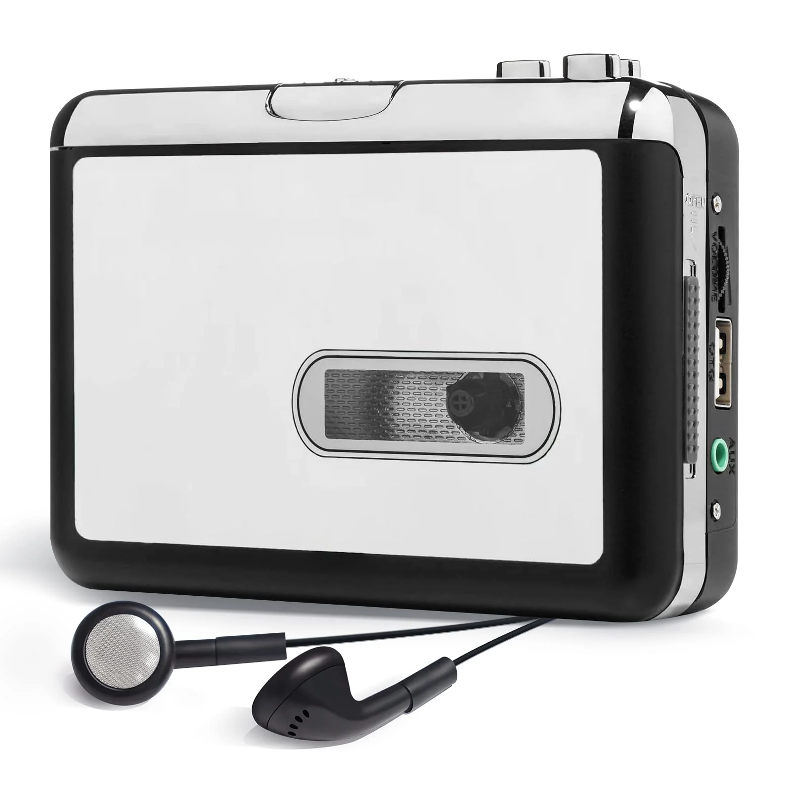 Reshow Portable Cassette Tape Player, Best Overall Standalone USB to MP3 Converter, Audio Cassette to Digital Converter Automatically Divides -Silver Silver