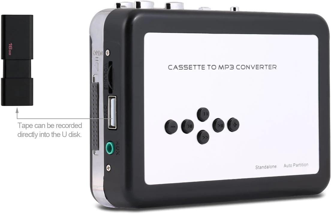 Reshow Portable Cassette Tape Player, Best Overall Standalone USB to MP3 Converter, Audio Cassette to Digital Converter Automatically Divides -Silver Silver - Image 7
