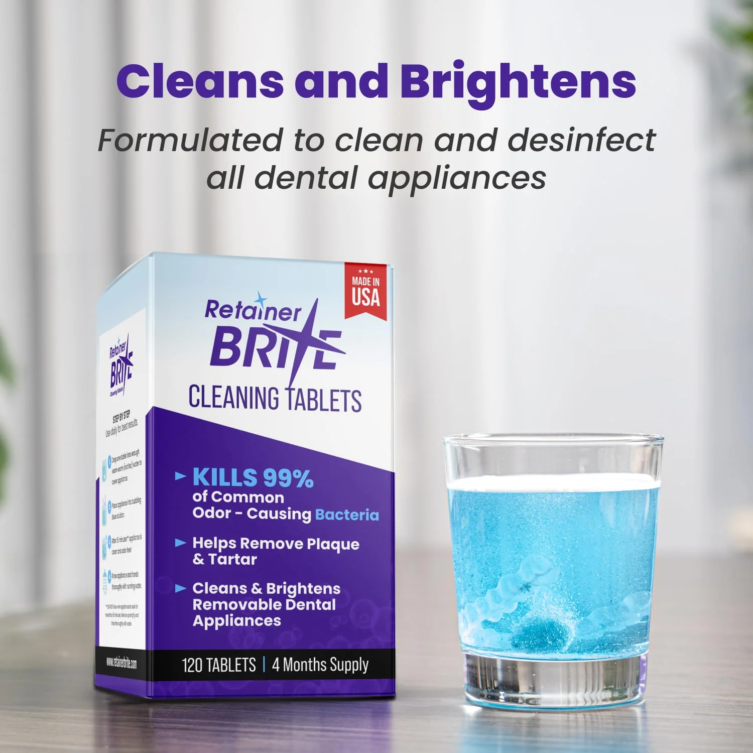 Retainer Brite Retainer Cleaner Tablets for Ultrasonic Cleaners, Used for Cleaning Invisalign, Mouth Guard, Night Guard and More, 4 Month Supply, Made in USA,120 Tablets - Image 5