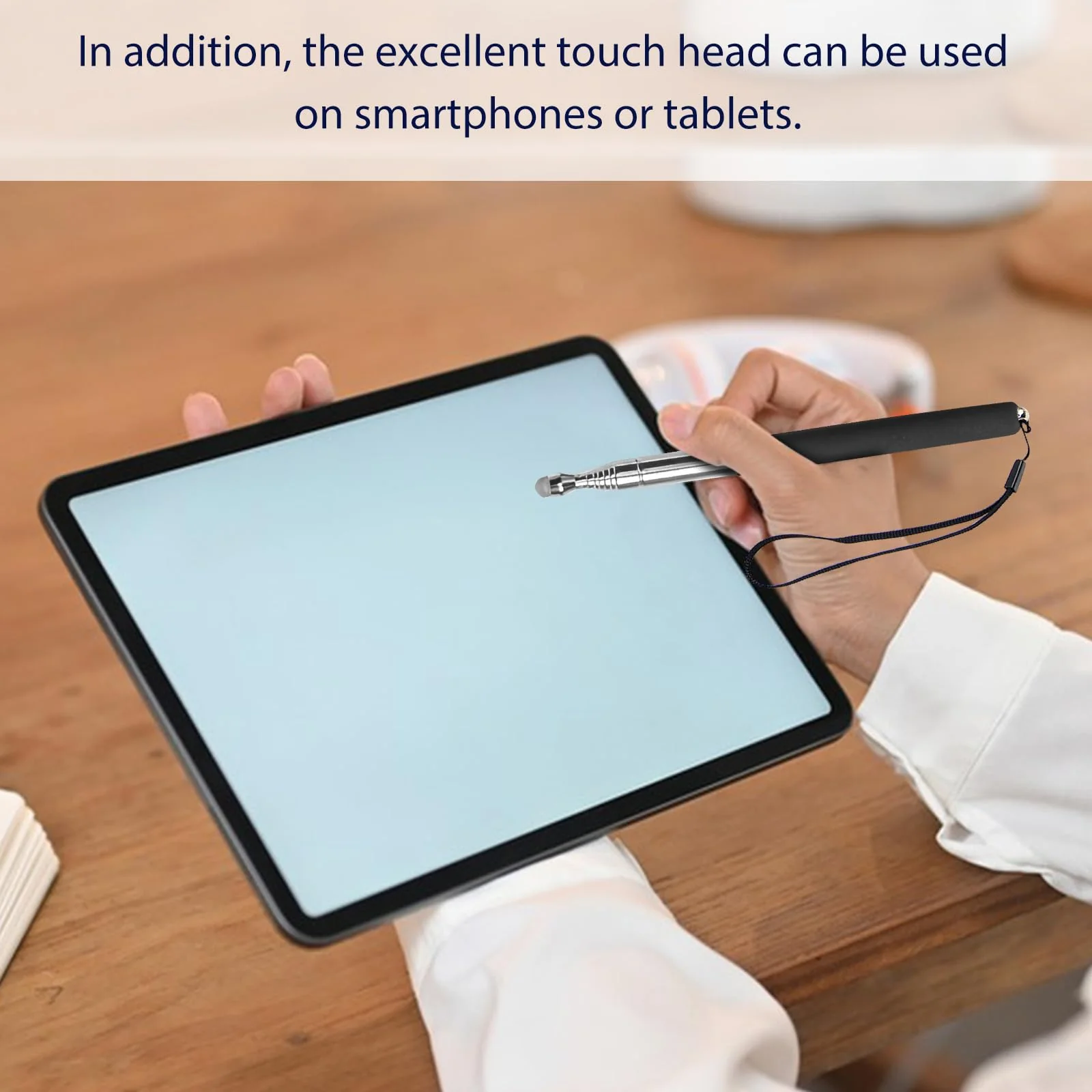 Retractable Teacher Pointer 𝟑𝟗.𝟓'', Pointer Stick with 𝗦𝘁𝘆𝗹𝘂𝘀 Smooth Sensitive Tablet Pen Stylus Pen, Teacher Coach Presenter Pointer with Lanyard Black - Image 6