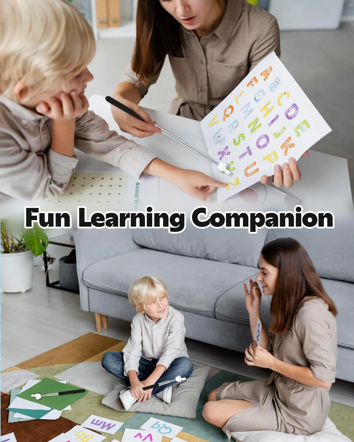 Retractable Teacher Pointer for Classroom Kids Reading, Dumero Extendable Finger Pointer Stick, School Collapsible Telescoping Long Hand Pointing Stick, Classroom Must Have Supplies Essentials, 2 Pack 2 Pack: Single-Finger Pointer - Image 5