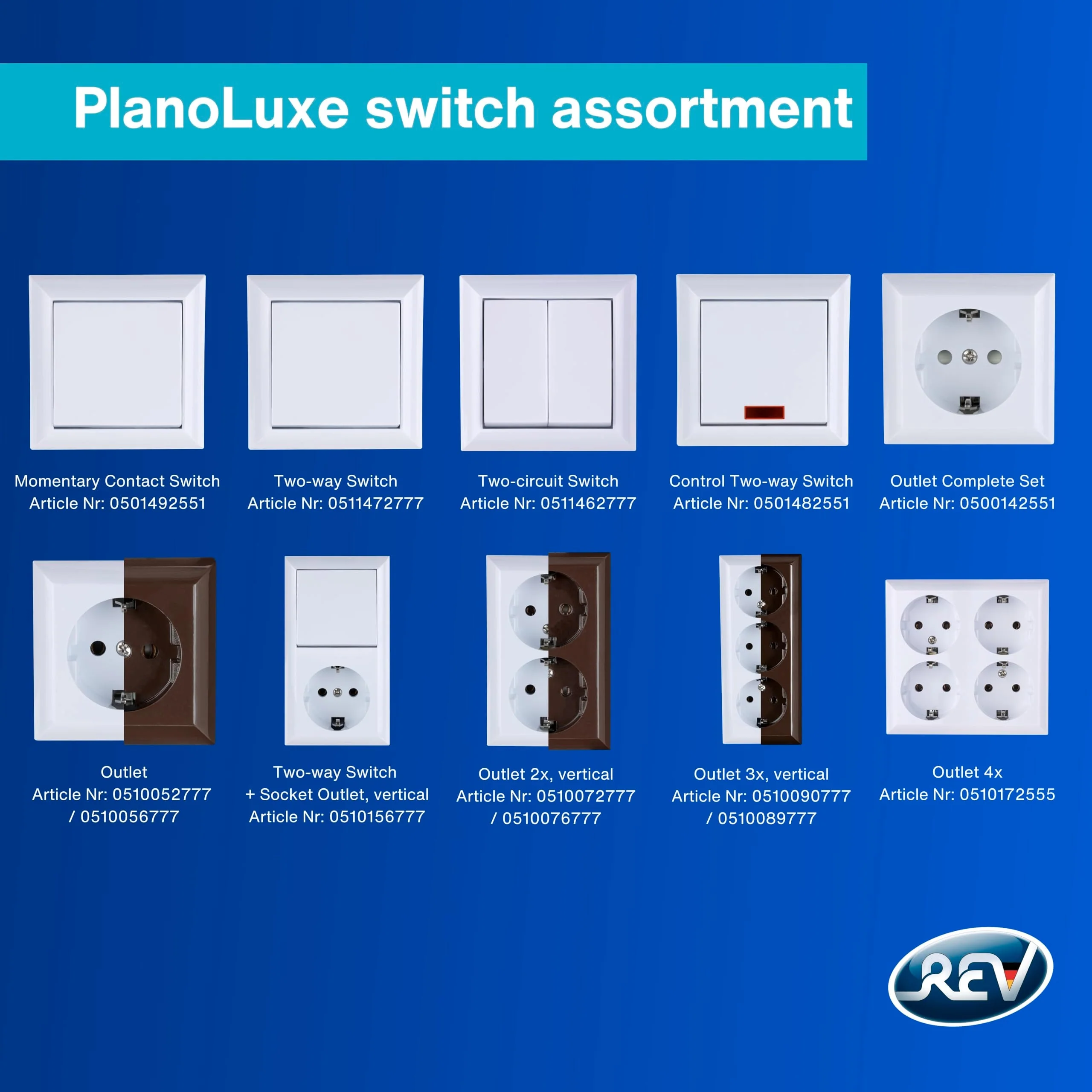 REV 0510172555 PlanoLuxe, surface-mounted socket 4-way Complete set: Frame and insert, white 1 x quadruple socket - Image 7