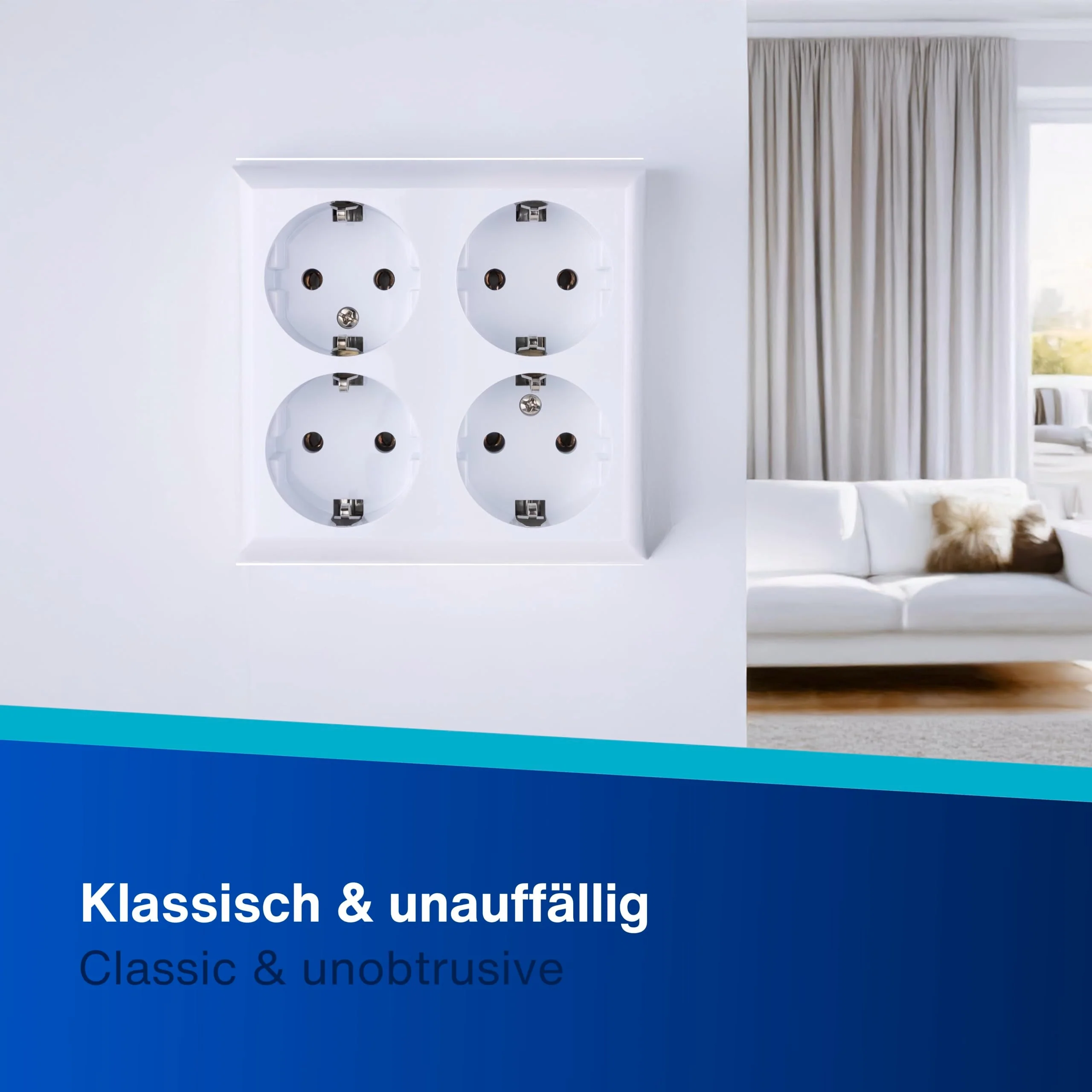 REV 0510172555 PlanoLuxe, surface-mounted socket 4-way Complete set: Frame and insert, white 1 x quadruple socket - Image 8
