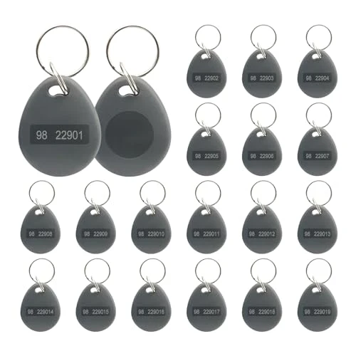 RFID Key Fobs Writable, HID 125KHZ 26 Bit Keyfobs Proximity Fob RFID Key Fob Id Card Token Tags Prox Key ISO-Prox 1346 1386 1326 H10301 Access Control Systems KeyTags (Gray,50) Gray 50