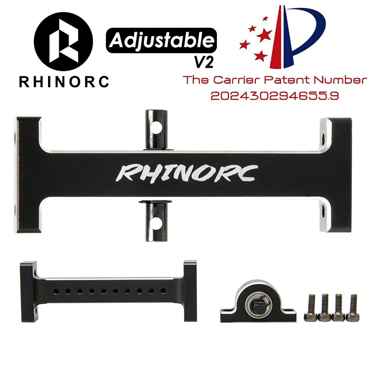 RhinoRC Hanger Beam,RC Holder Bridge,Metal Extend Driveshaft Axle for 1/10 Axial SCX10 Crawler Trucks Bridge Device Upgrade Parts(Adjustable V2) Adjustable V2 Kit - Image 2
