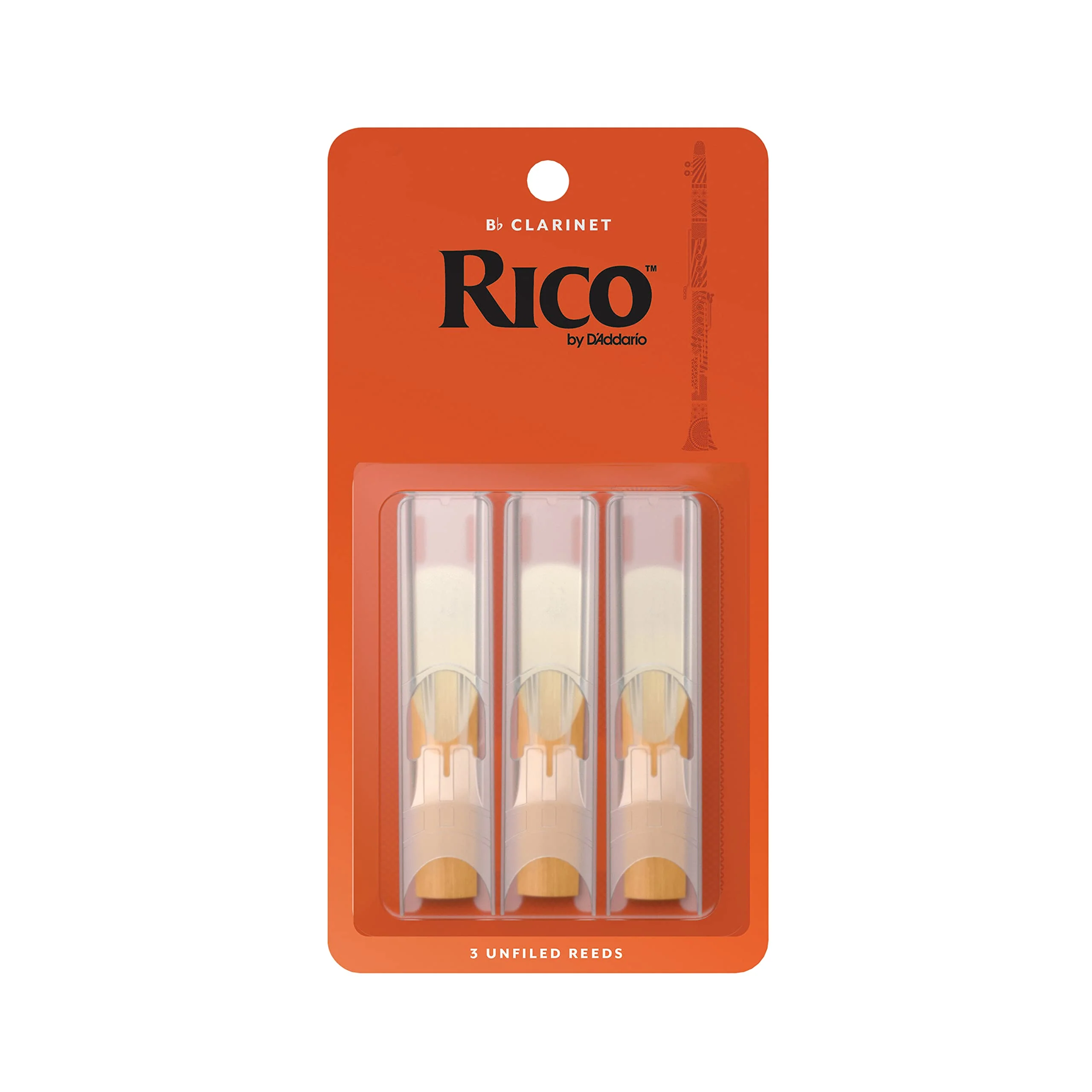 Rico Bb Clarinet Reeds - RCA0315 - Strength 1.5, 3-pack