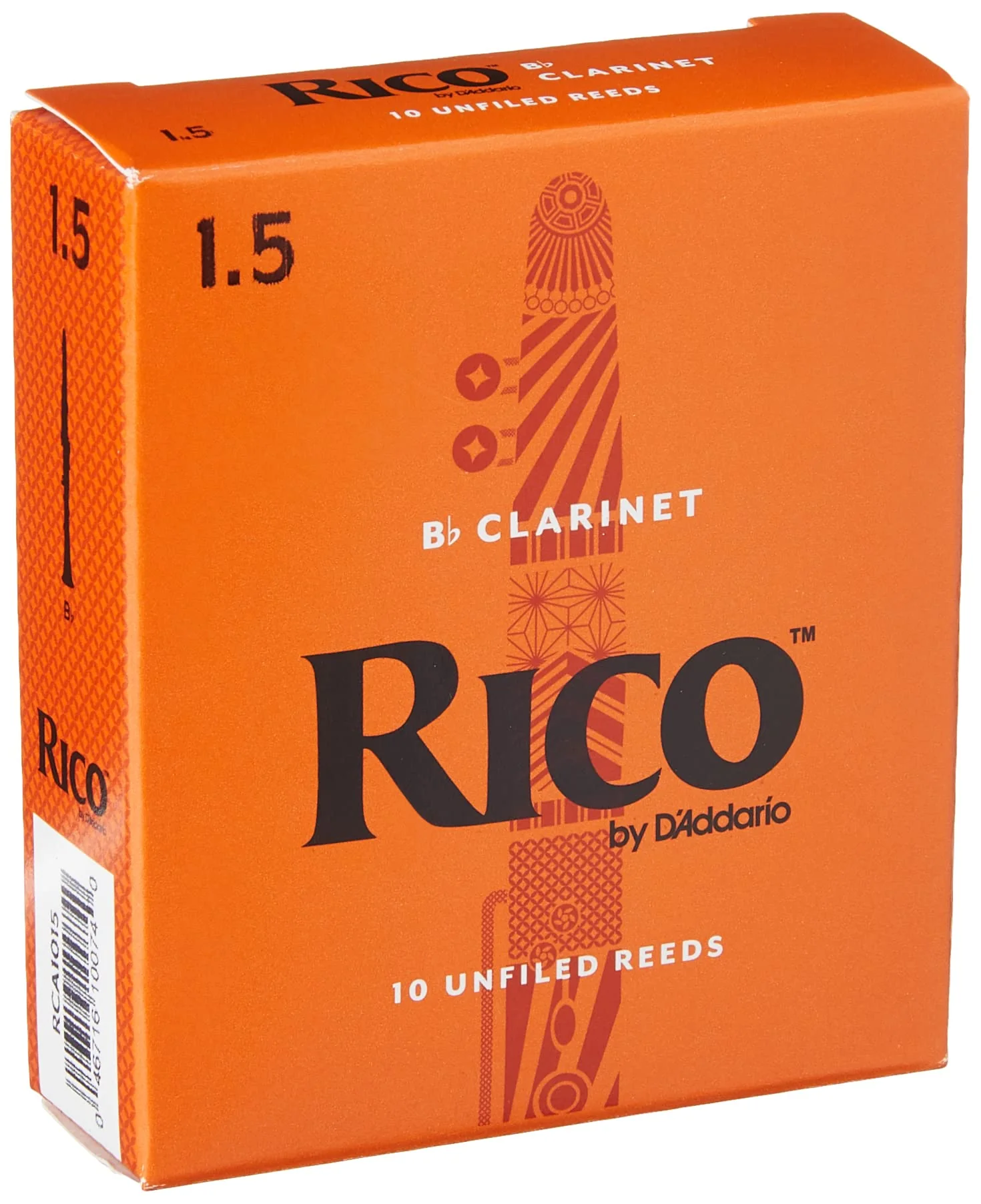 Rico Bb Clarinet Reeds - RCA1015 - Strength 1.5, 10-pack
