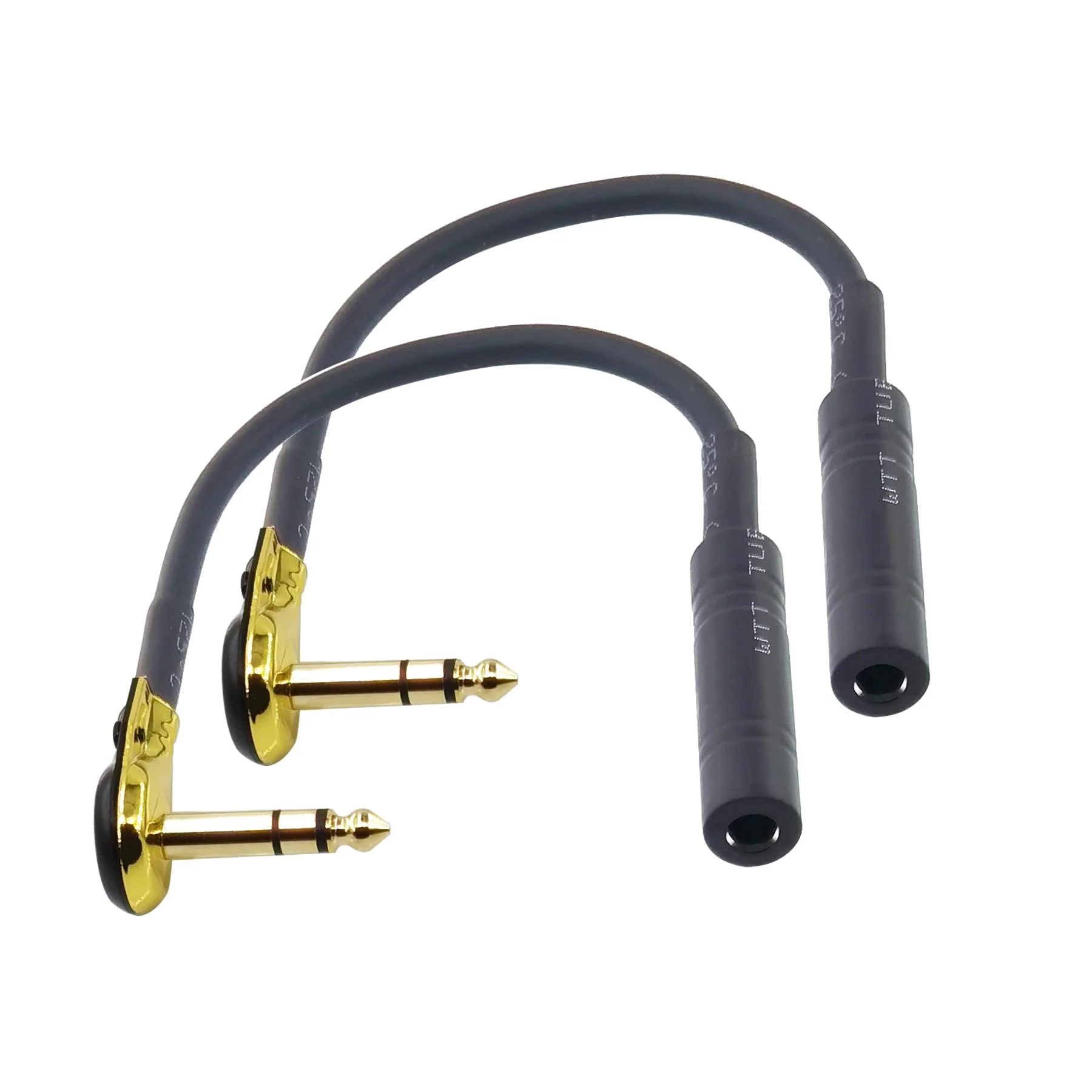 Right Angle 6.35 mm Male to 6.35 Female Adapter Gold Plated ¼ inch ts to ts Pancake Type Connectors Cable for Speaker Patch Guitar (TRS Male to TRS Female) TRS Male to TRS Female