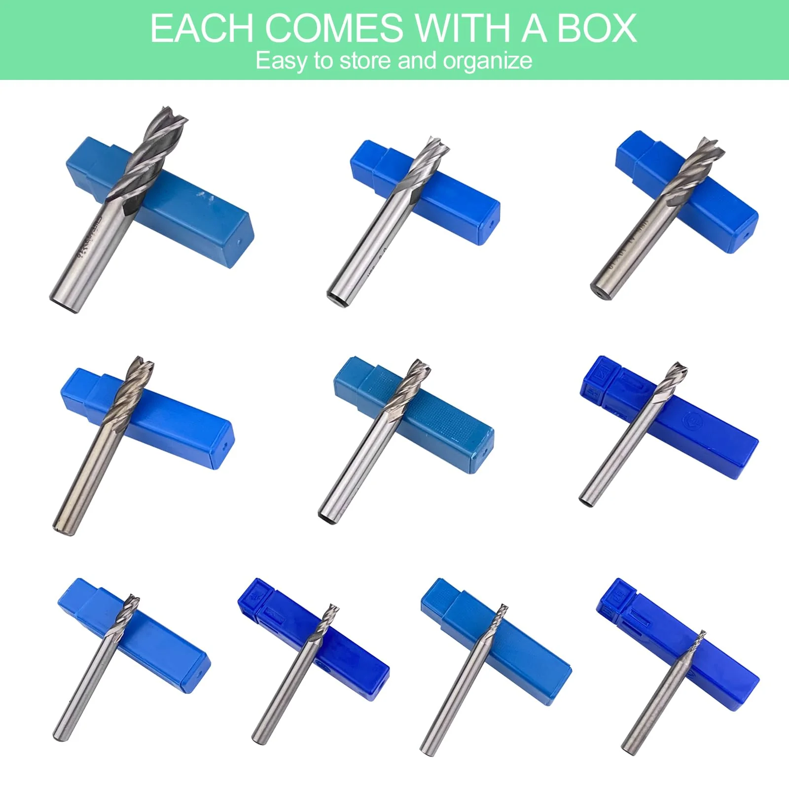 Riloventa 10 Pieces 4 Flute End Mill Cutter High Speed Steel CNC Router Bit Straight Shank Drill Bits CNC Router Bits Groove Cutter Metal with Storage Box for 2/3/4/5/6/7/8/9/10/12mm - Image 6