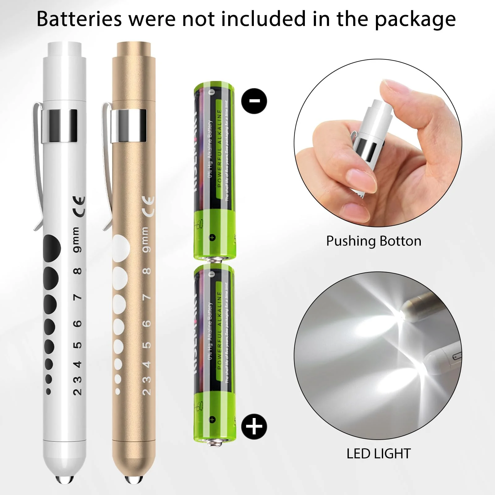 RISEMART Pupil Light, Diagnostic Light, Nurse Emergency Service Accessories with Pupil Meter and Ruler (Gold and White) Gold and White - Image 4