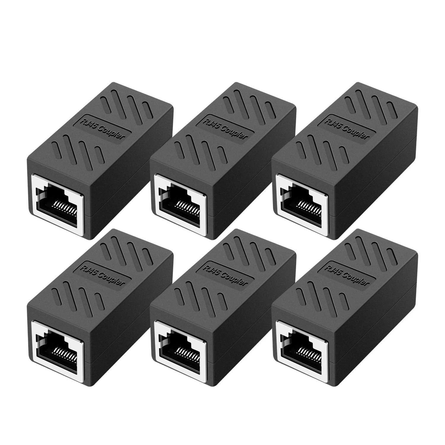 RJ45 Coupler,Ethernet Coupler, in Line Coupler for Cat7/Cat6/Cat5e/Cat5 Ethernet Cable Extender Adapter Female to Female (6 Pack Black) RJ45 6 pack