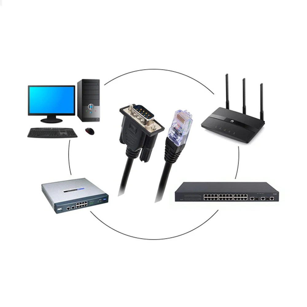 RJ45 to RS232, DB9 9-Pin Serial Port Male to RJ45 Female Cat5 Ethernet LAN Console 3.3Ft - Image 3