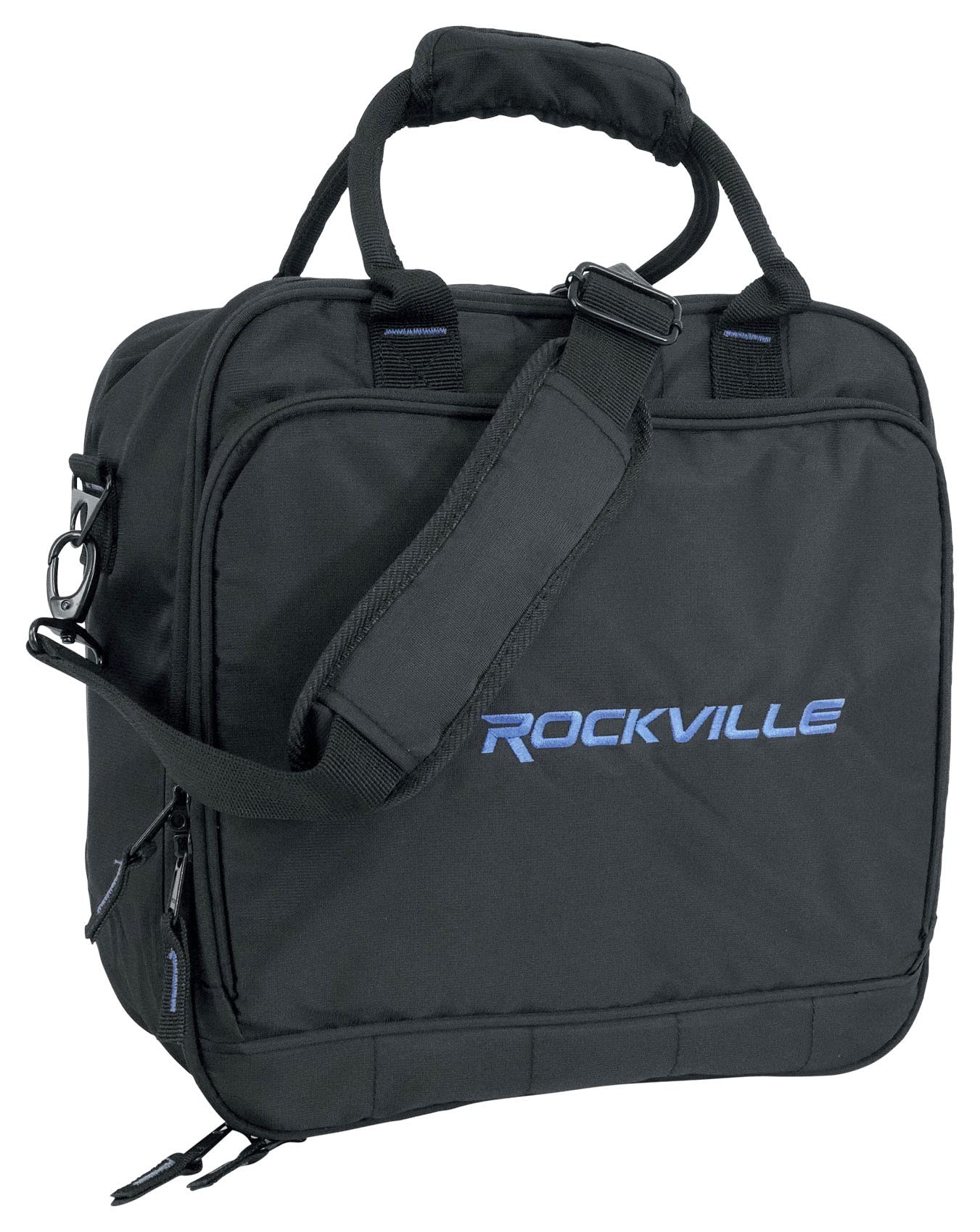 Rockville MB1313 DJ Gear Mixer Bag Case 13 x 13 x 6 Inches, Dual-Layer Foam Padding, YKK Zippers, Front Pocket, Adjustable Strap, for Mixers, Controllers, FX Pedals