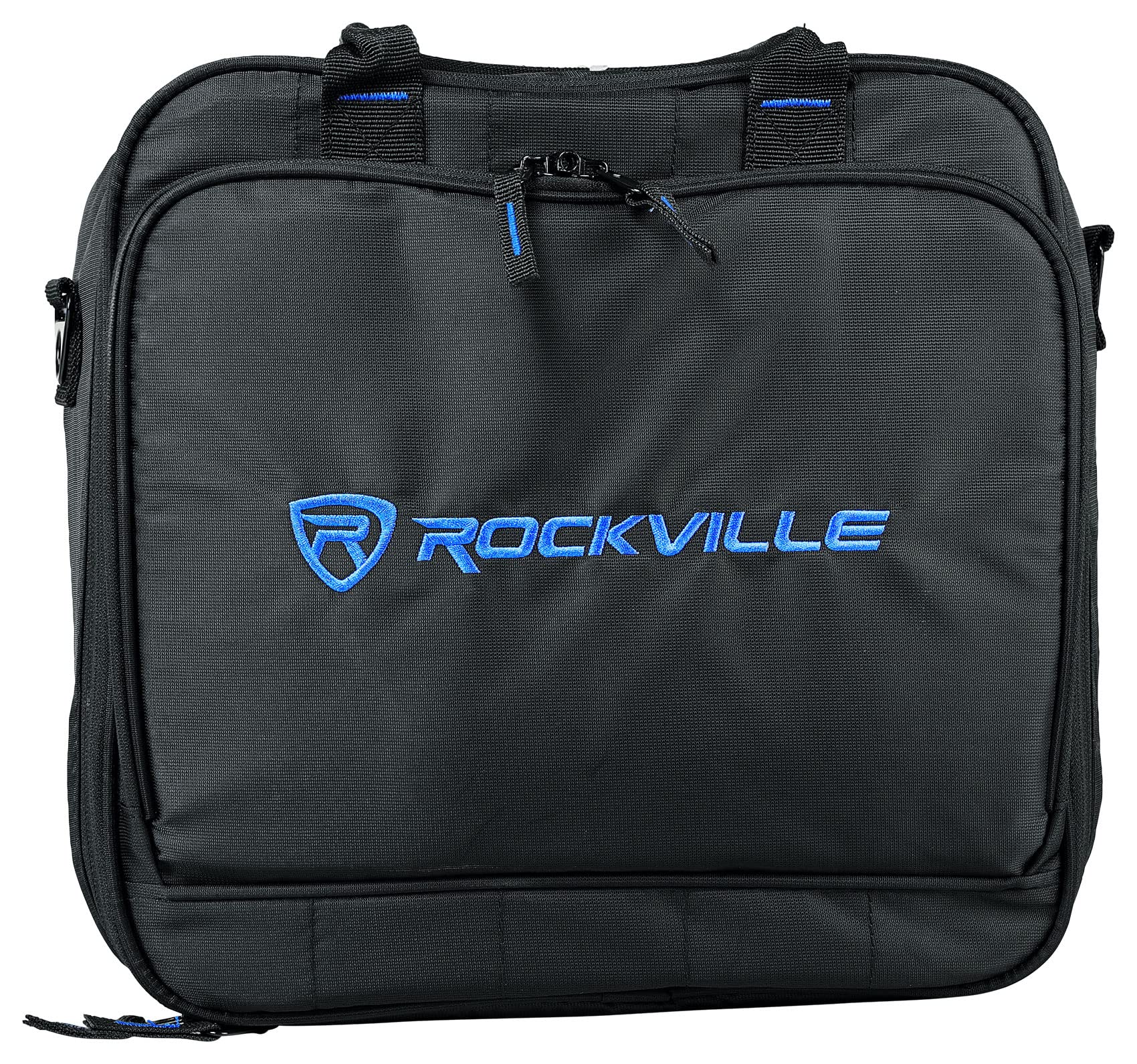 Rockville MB1313 DJ Gear Mixer Bag Case 13 x 13 x 6 Inches, Dual-Layer Foam Padding, YKK Zippers, Front Pocket, Adjustable Strap, for Mixers, Controllers, FX Pedals - Image 2