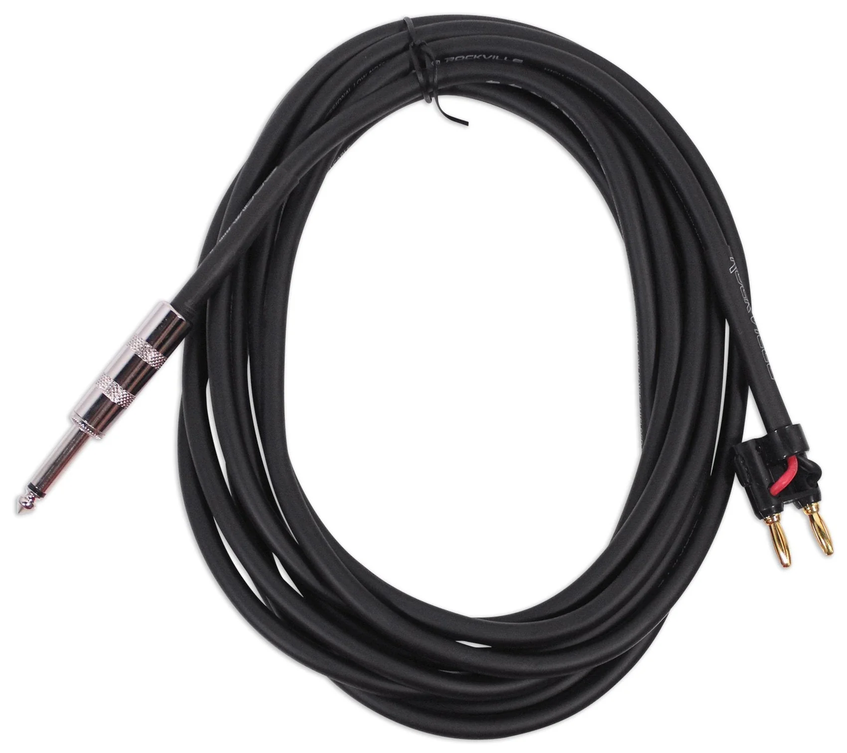 Rockville RCXBN15 15ft 1/4" to Banana Speaker Cable, 16 Gauge, 100% Copper, Durable PVC Jacket, Flexible Design for Home Theater, Studio, and DJ Systems