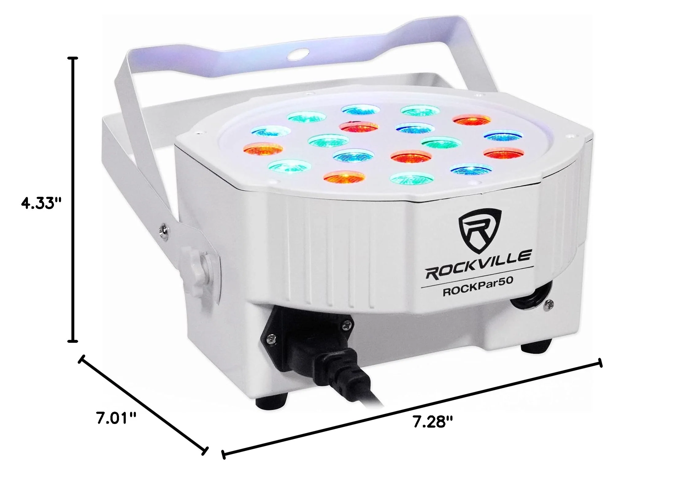 Rockville RockPAR50 White Compact 24W LED RGB Par Can DJ/Club/Stage Wash Light, DMX Control, Daisy-Chain Power, Sound-Activated, for Parties, Weddings, and Live Performances - Image 10