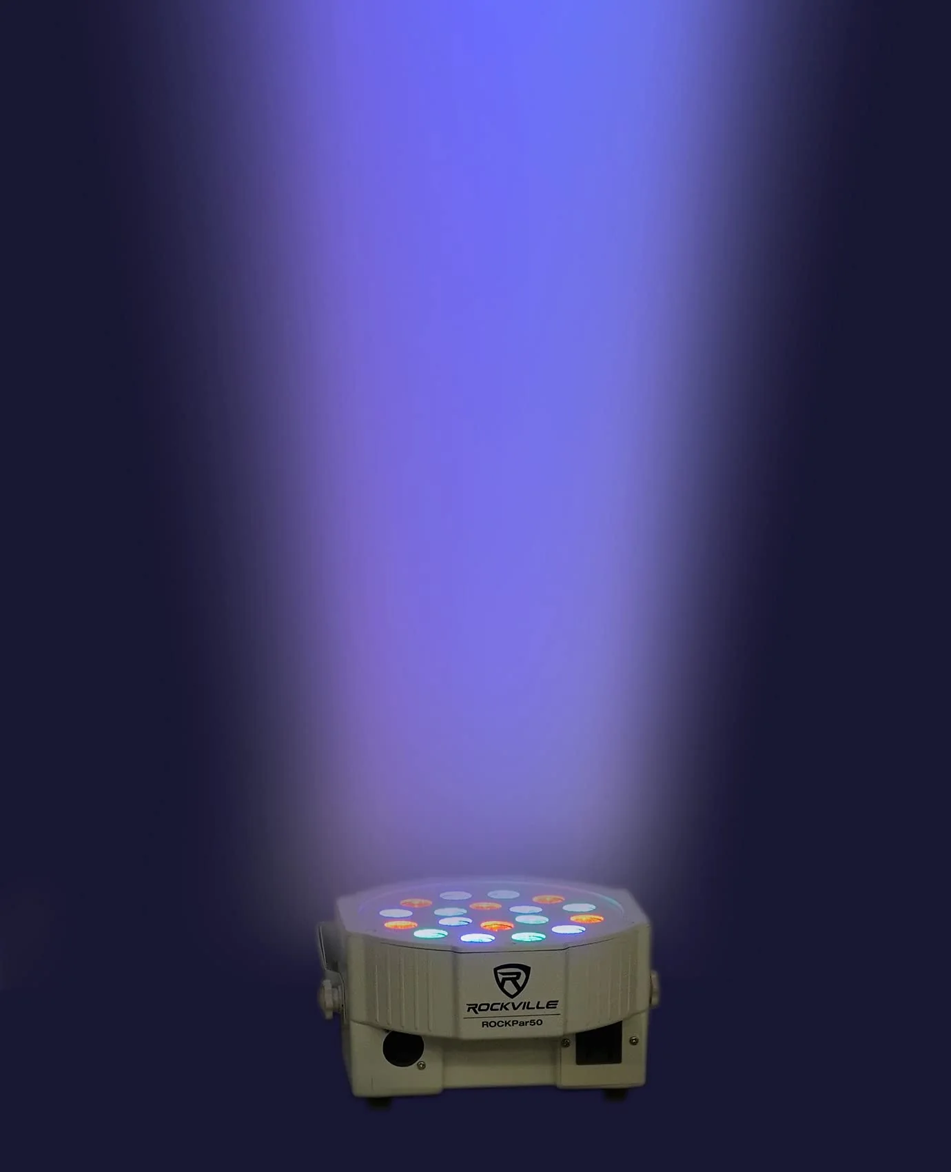 Rockville RockPAR50 White Compact 24W LED RGB Par Can DJ/Club/Stage Wash Light, DMX Control, Daisy-Chain Power, Sound-Activated, for Parties, Weddings, and Live Performances - Image 7