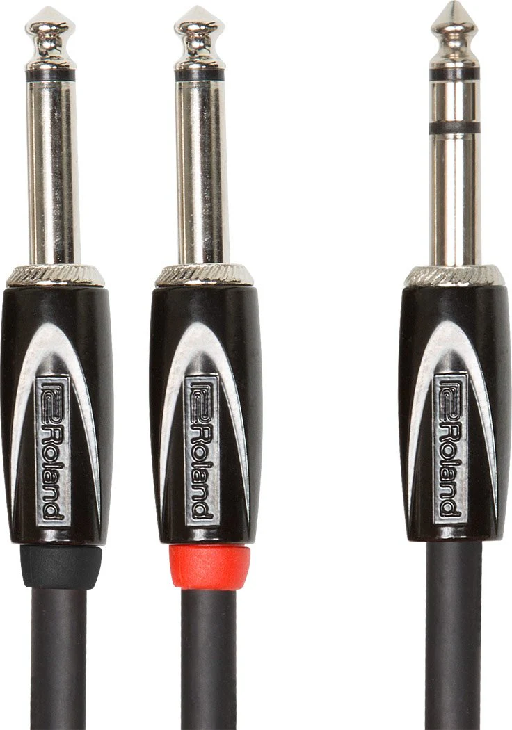 Roland Black Series 1/4-Inch TRS Male to Dual 1/4-Inch TS Male Insert/Splitter Cable - 10 Foot (RCC-10-TR28V2) 10 ft./3 m Single