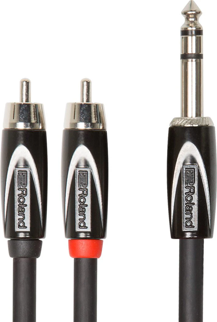 Roland Black Series 1/4-Inch TRS Male to Dual RCA Insert/Splitter Cable - 5 Foot (RCC-5-TR2RV2) 5 ft./1.5m