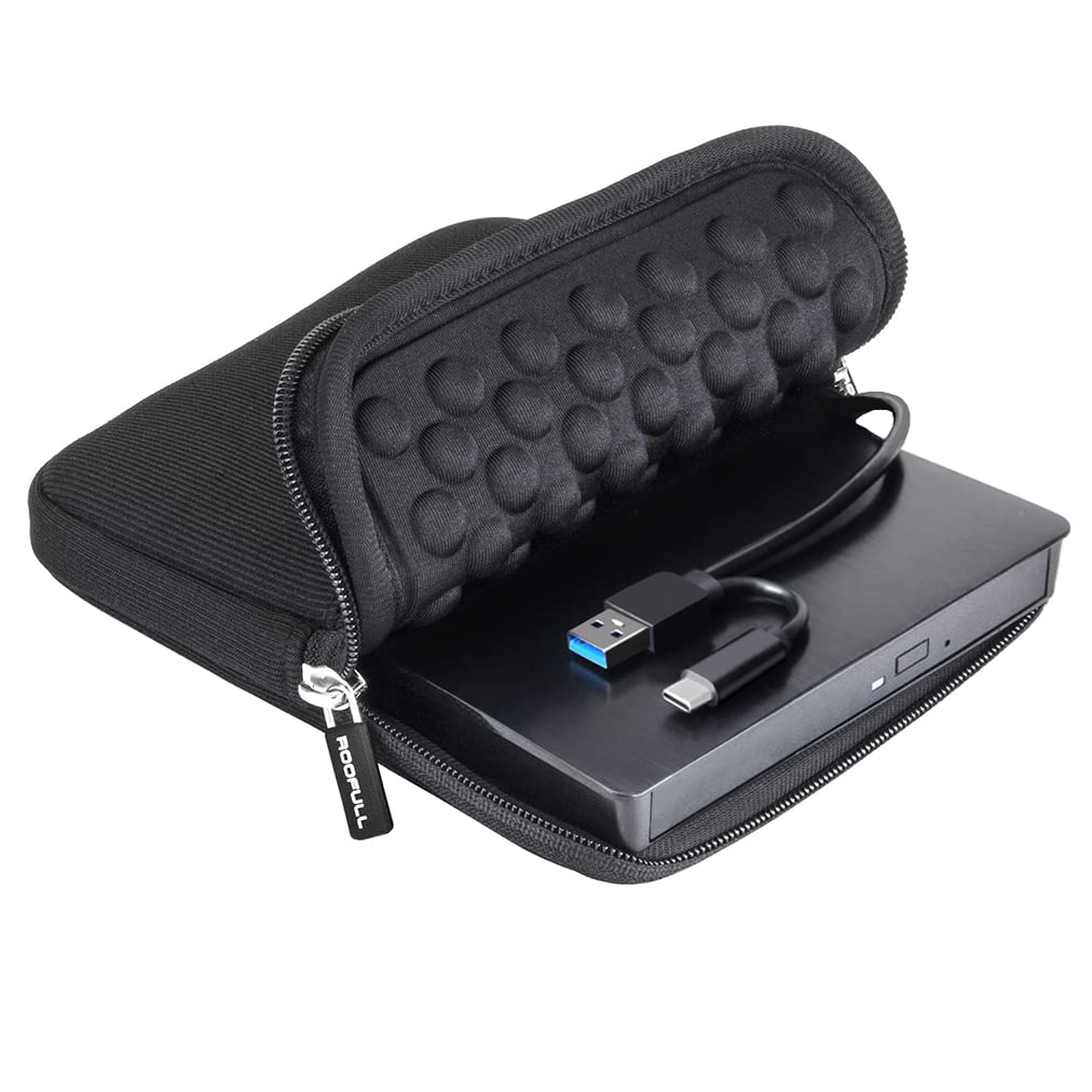 ROOFULL External CD DVD +/-RW Drive USB 3.0 Type-C DVD CD ROM Optical Disc Drive Reader Writer Burner Portable DVD Player with Protective Carrying Case for Laptop PC Windows 11/10 Mac MacBook Linux 2 In 1 Drive with Carrying Case