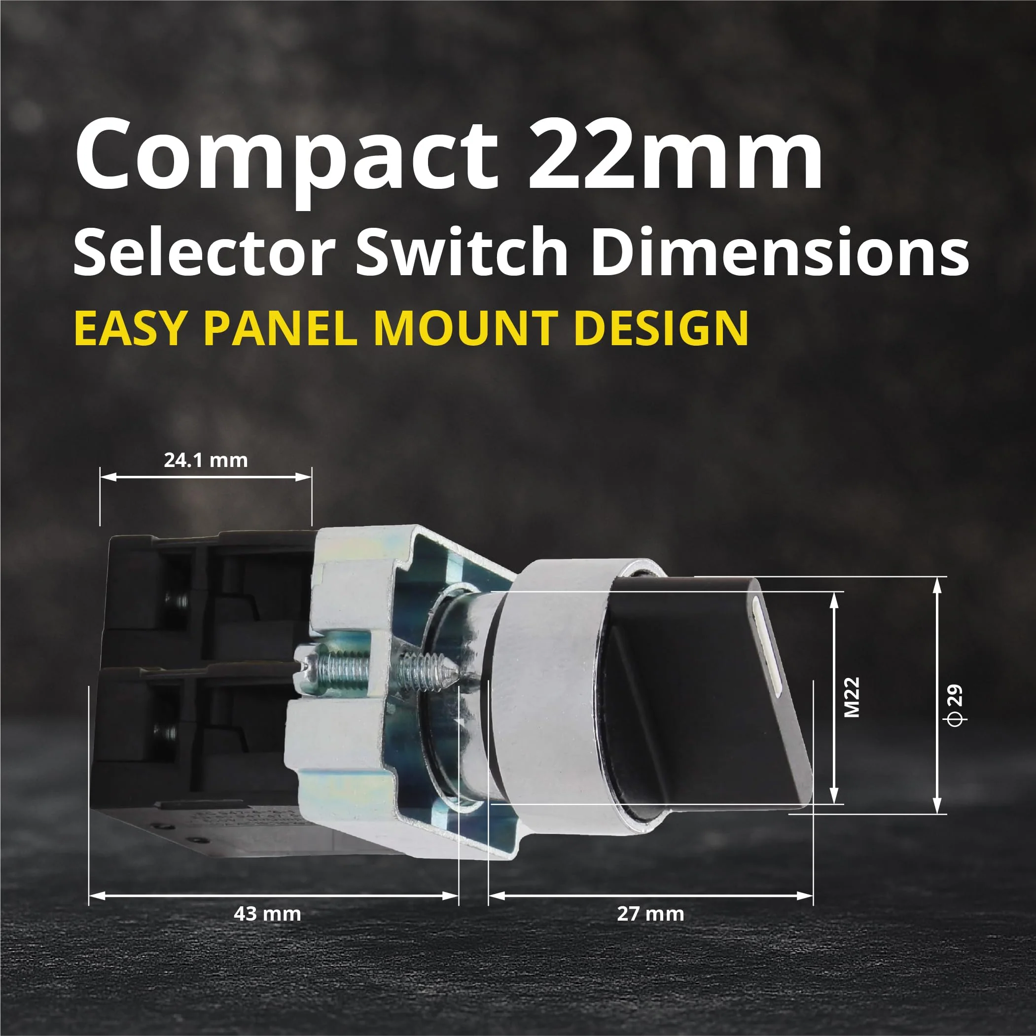 Rotary Switch - 2-Position Selector Switch Maintained - 22mm Mounting Hole - Electric NO NC Latching - 220VAC Voltage and 10A Contact Current - (4 Pack) 4 Pack NO/NC - Image 6