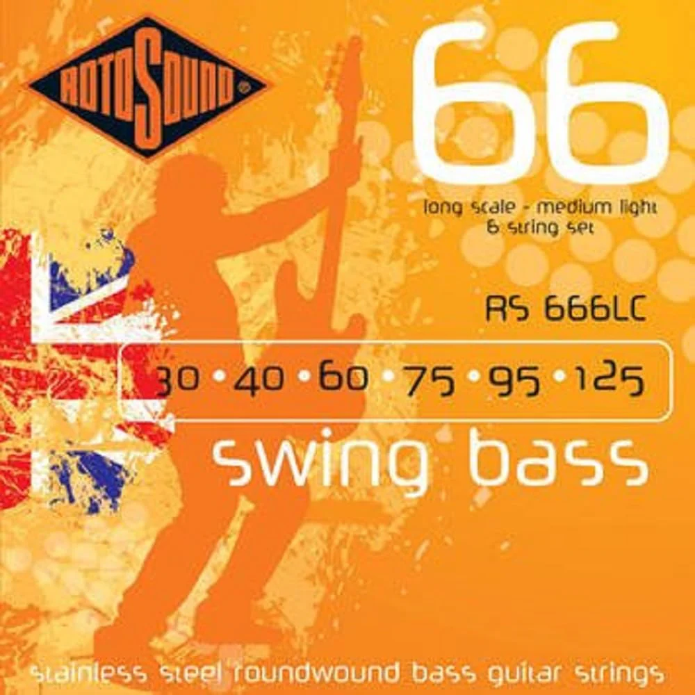 Rotosound RS666LC Swing Bass 66 Stainless Steel 6 String Bass Guitar Strings (30 40 60 75 95 125)