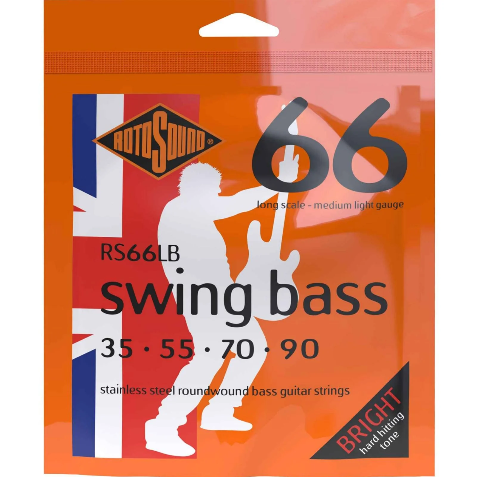 Rotosound RS66LB Swing Bass 66 Stainless Steel Bass Guitar Strings (35 55 70 90) Single