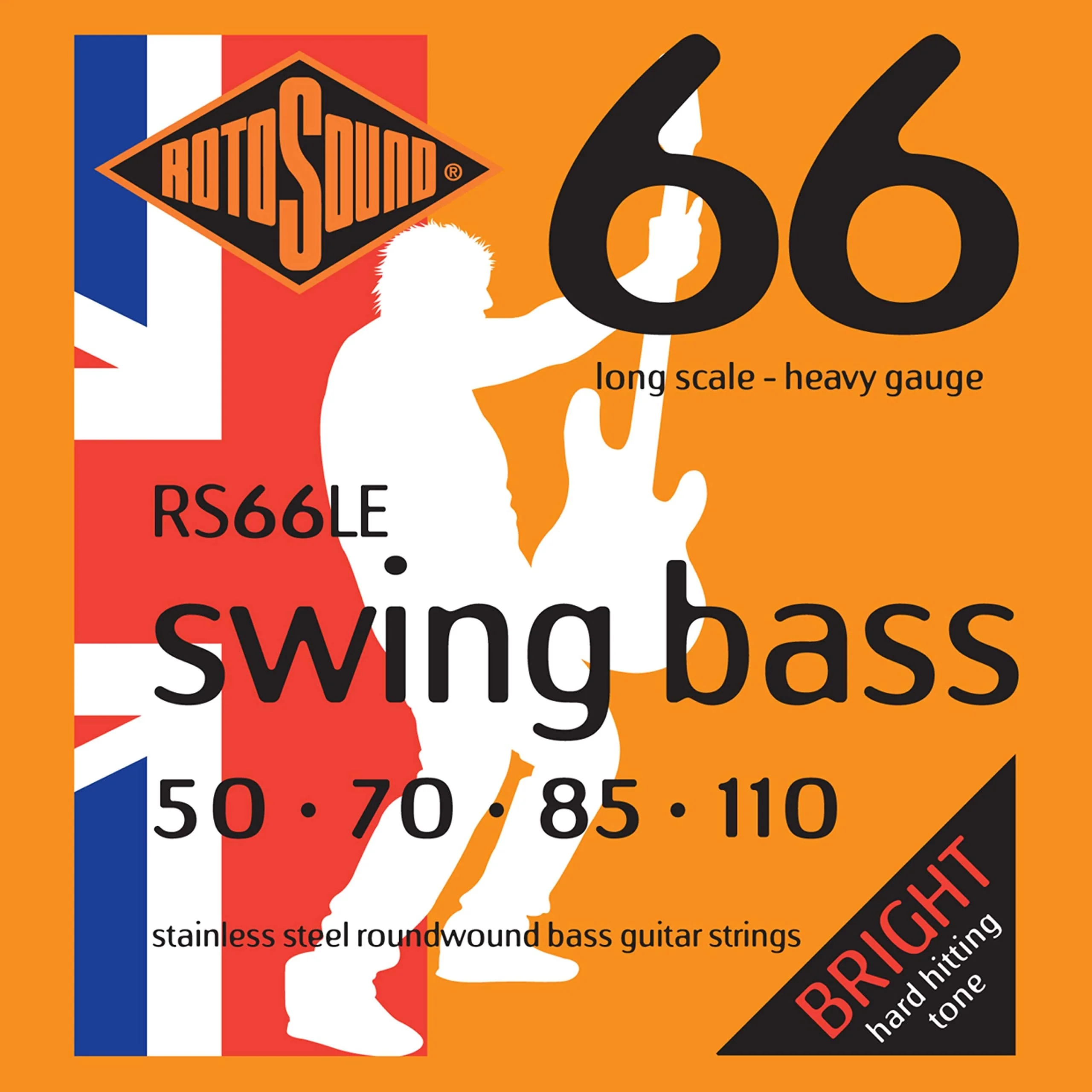 Rotosound RS66LE Swing Bass 66 Stainless Steel Bass Guitar Strings (50 70 85 110) .050-.110 Heavy Single Item