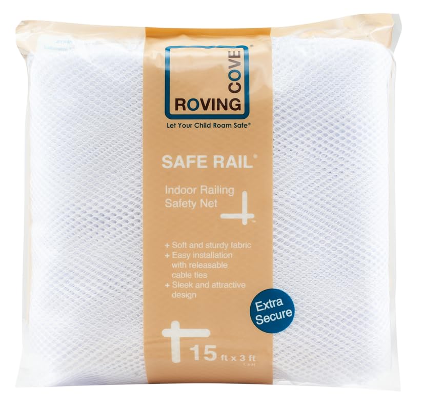 Roving Cove Stair Banister Guard 15ft x 3ft, Railing Safety Net for Baby Proofing, Child Safety Stairway Cover, Balcony Mesh Netting, Pearl White 180x36 Inch (Pack of 1) - Image 7