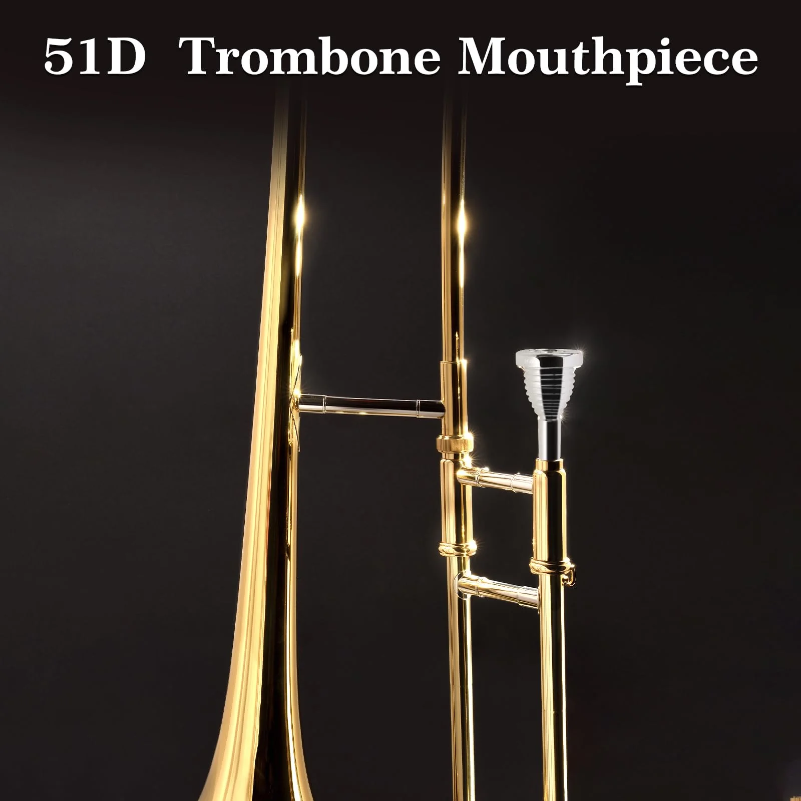 ROWELL 51D Silver Trombone Mouthpiece - Brass, Compatible with Beginners and Professionals, Modern Style, B Flat Instrument - Image 5